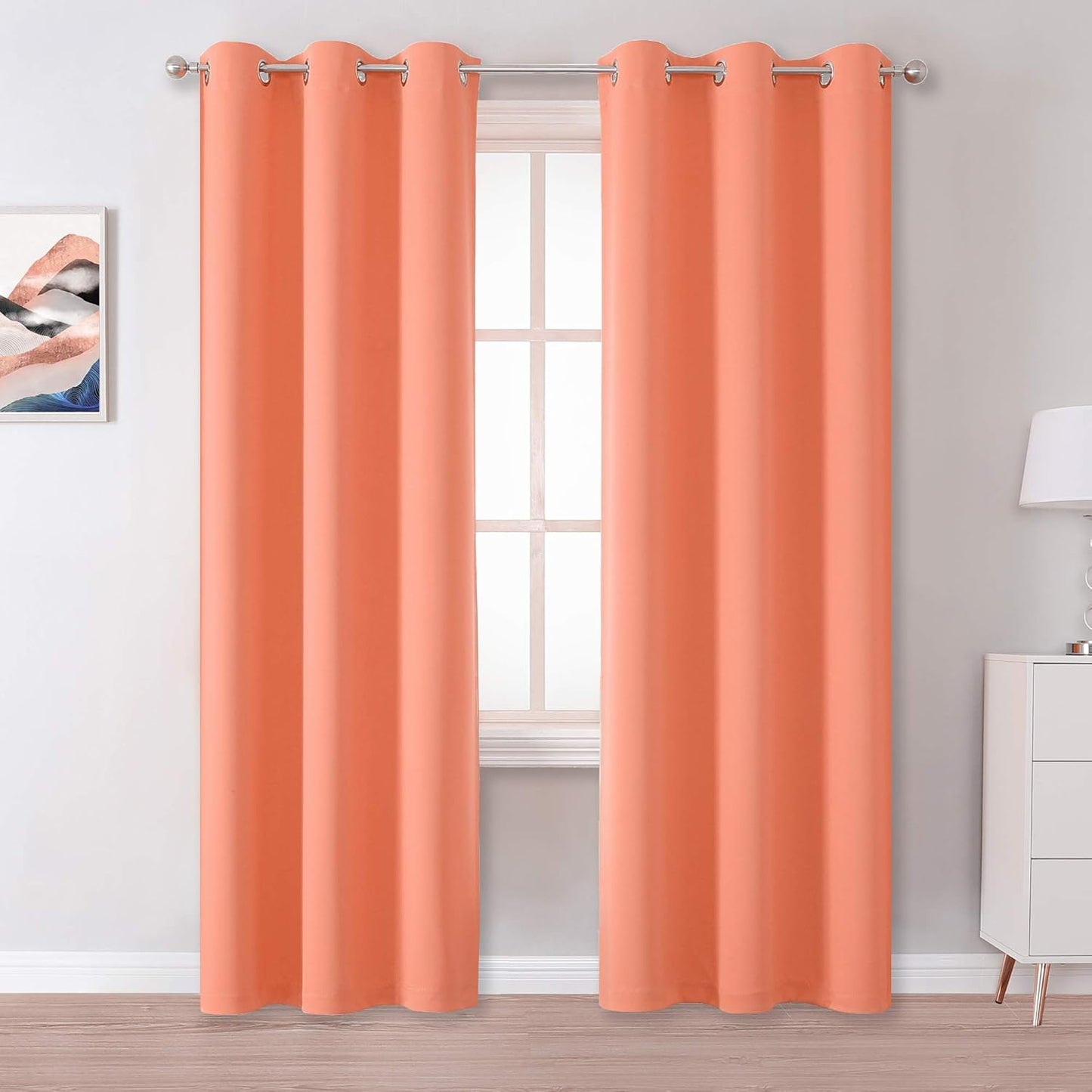 DUALIFE Burnt Coral Blackout Curtains for Room Darkening Needs