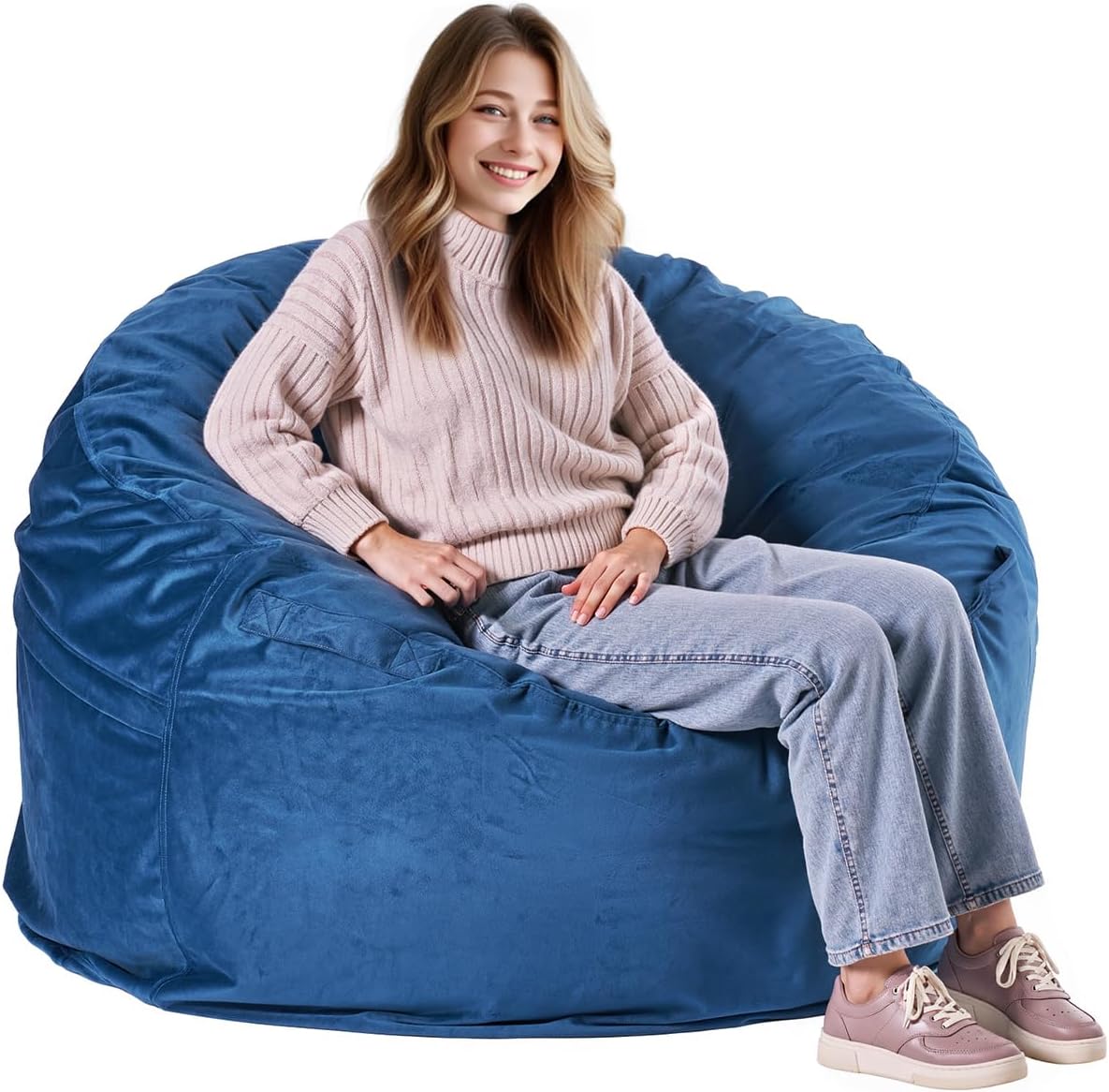 VEVOR Round BeanBag Chair | Washable Cover & Luxe Velvet Foam Fill