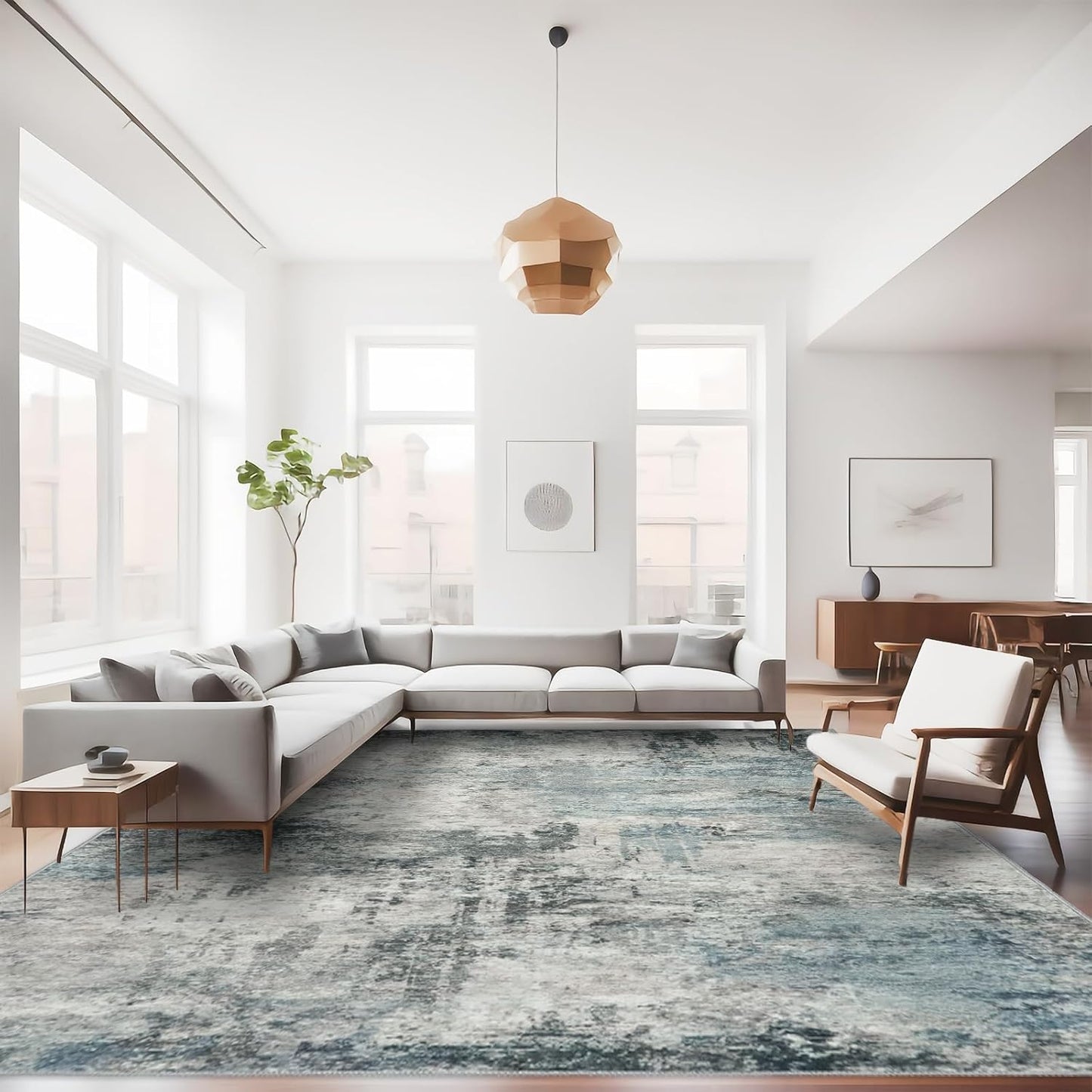 RUUGME Abstract 9X12 Washable Rug - Soft Non-Slip Area Rug