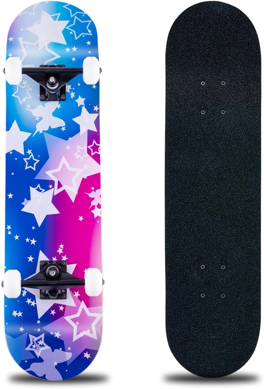 Complete Skateboard 31 x 8 Inch for Kids and Adults - CLYCTIP