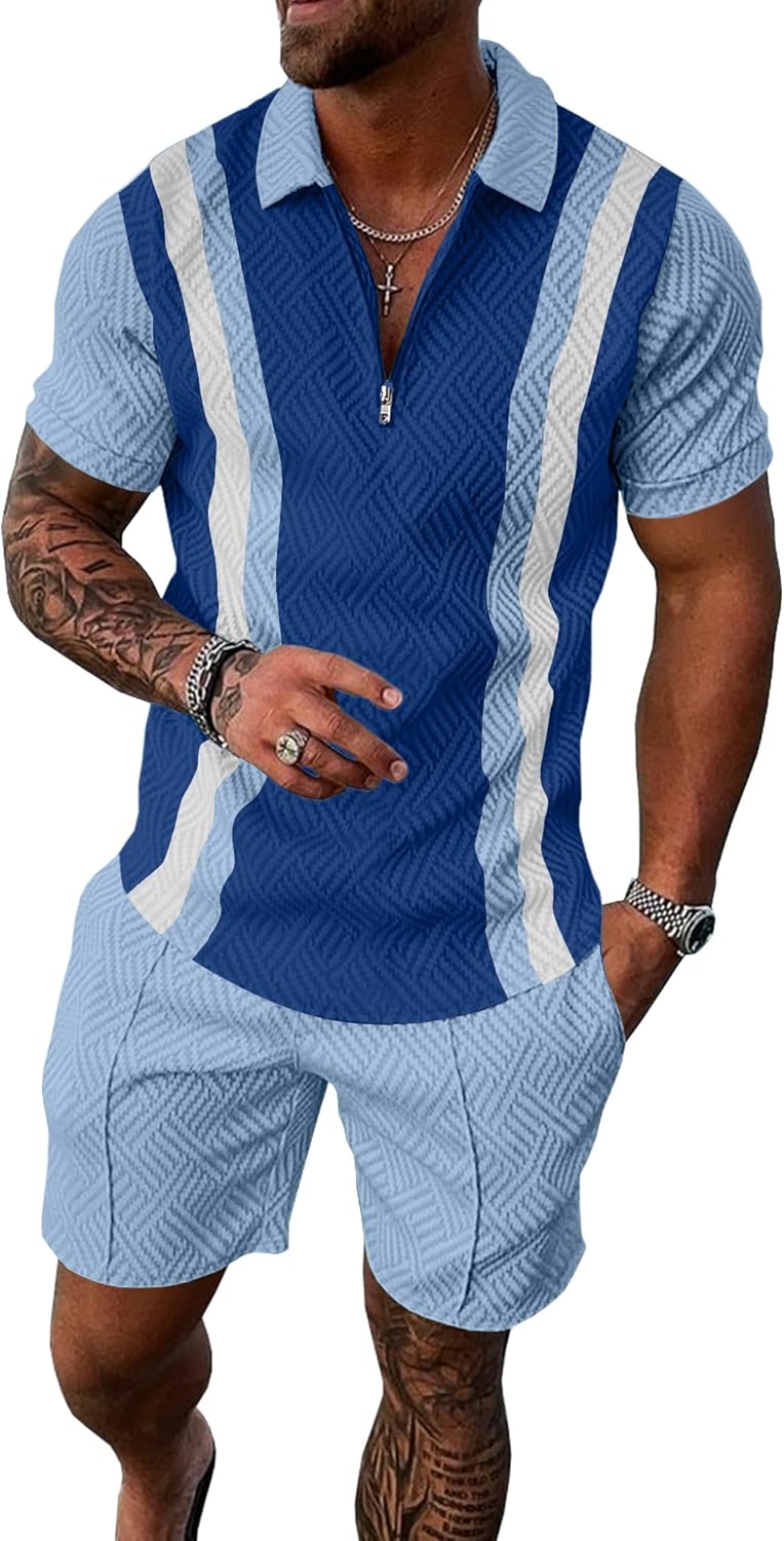 UOUA Mens Summer Track Suits Stylish 2 Piece Shorts Sets