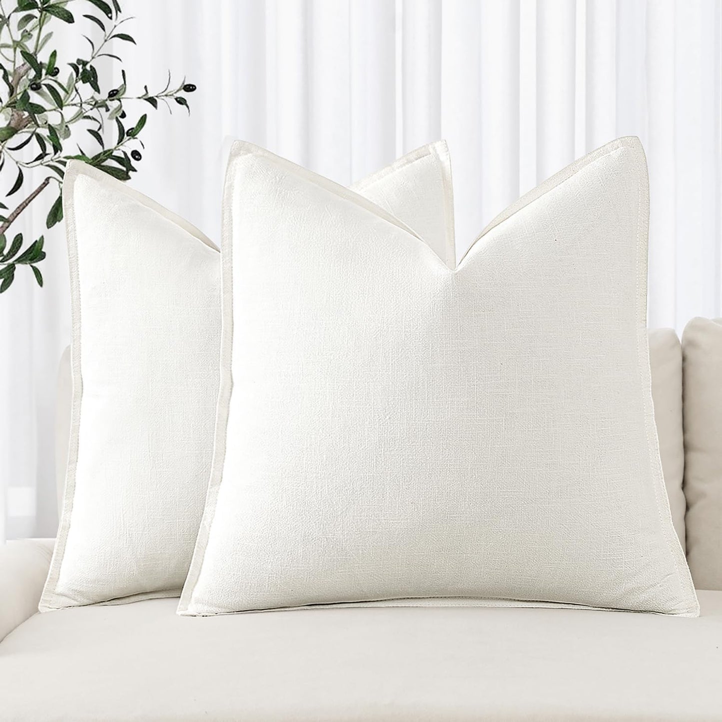 MIULEE Decorative Linen Euro Sham Pillow Covers for Cozy Homes