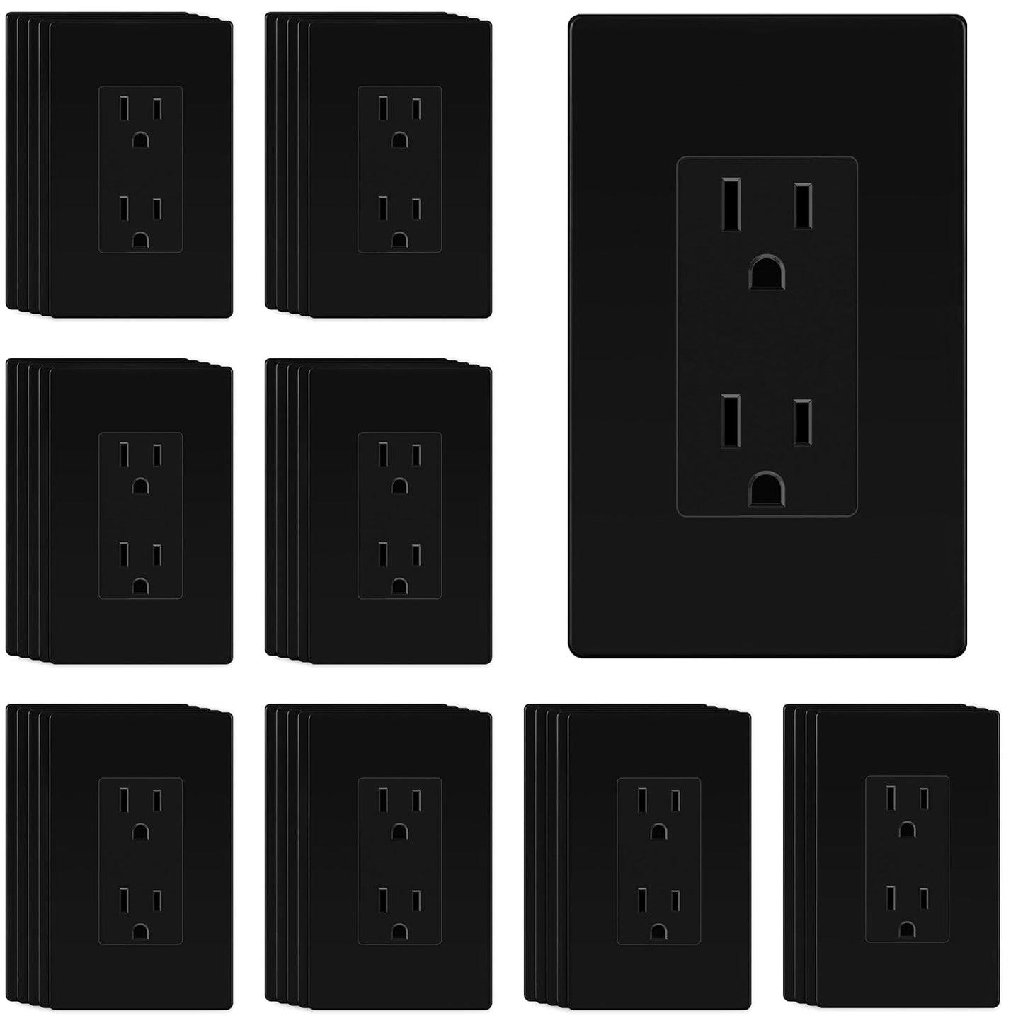 TG 40 Pack Matte Black Decorator Receptacle for Modern Spaces