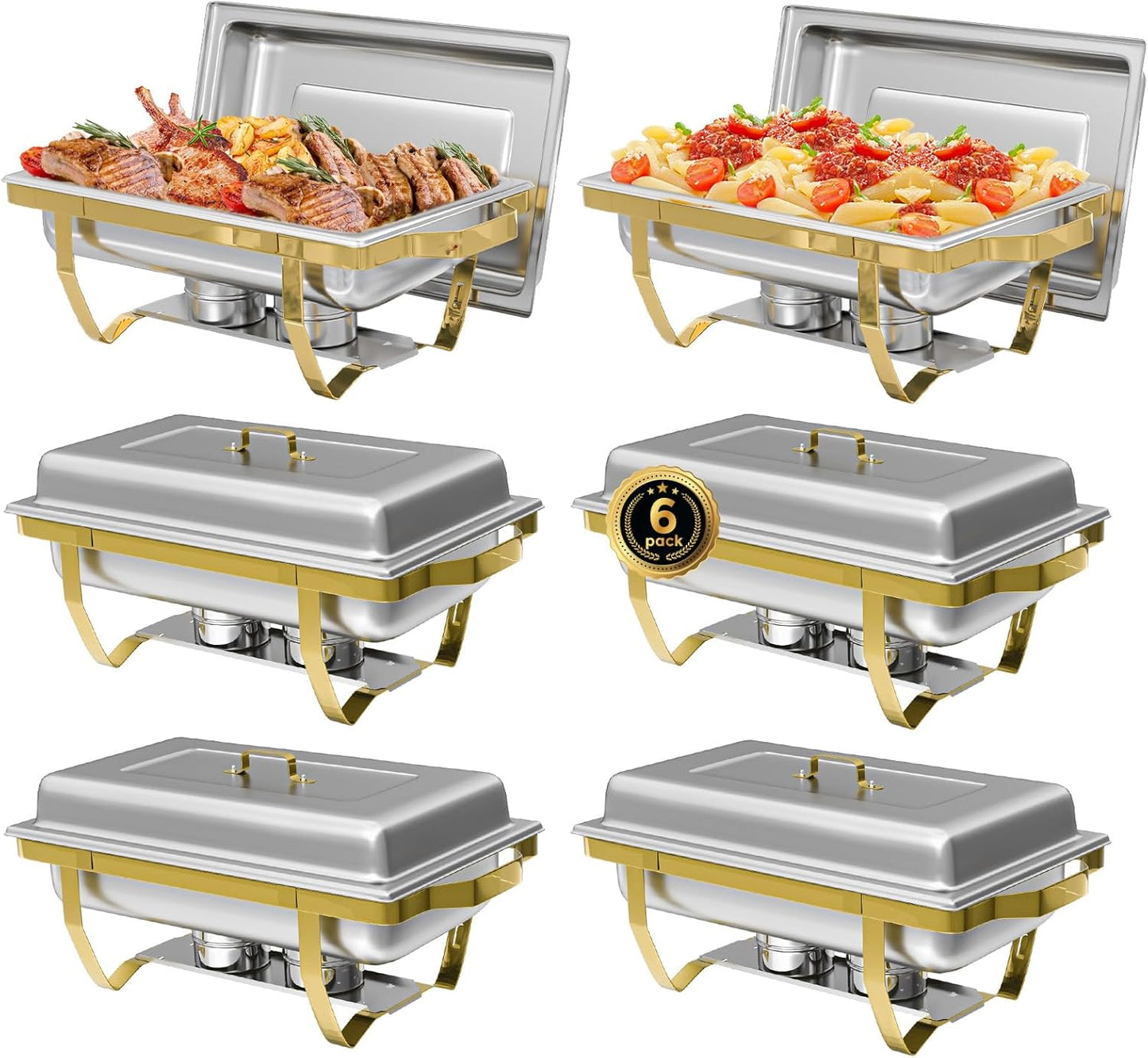 IMACONE Chafing Dish Buffet Set of 6 for Event Catering Needs