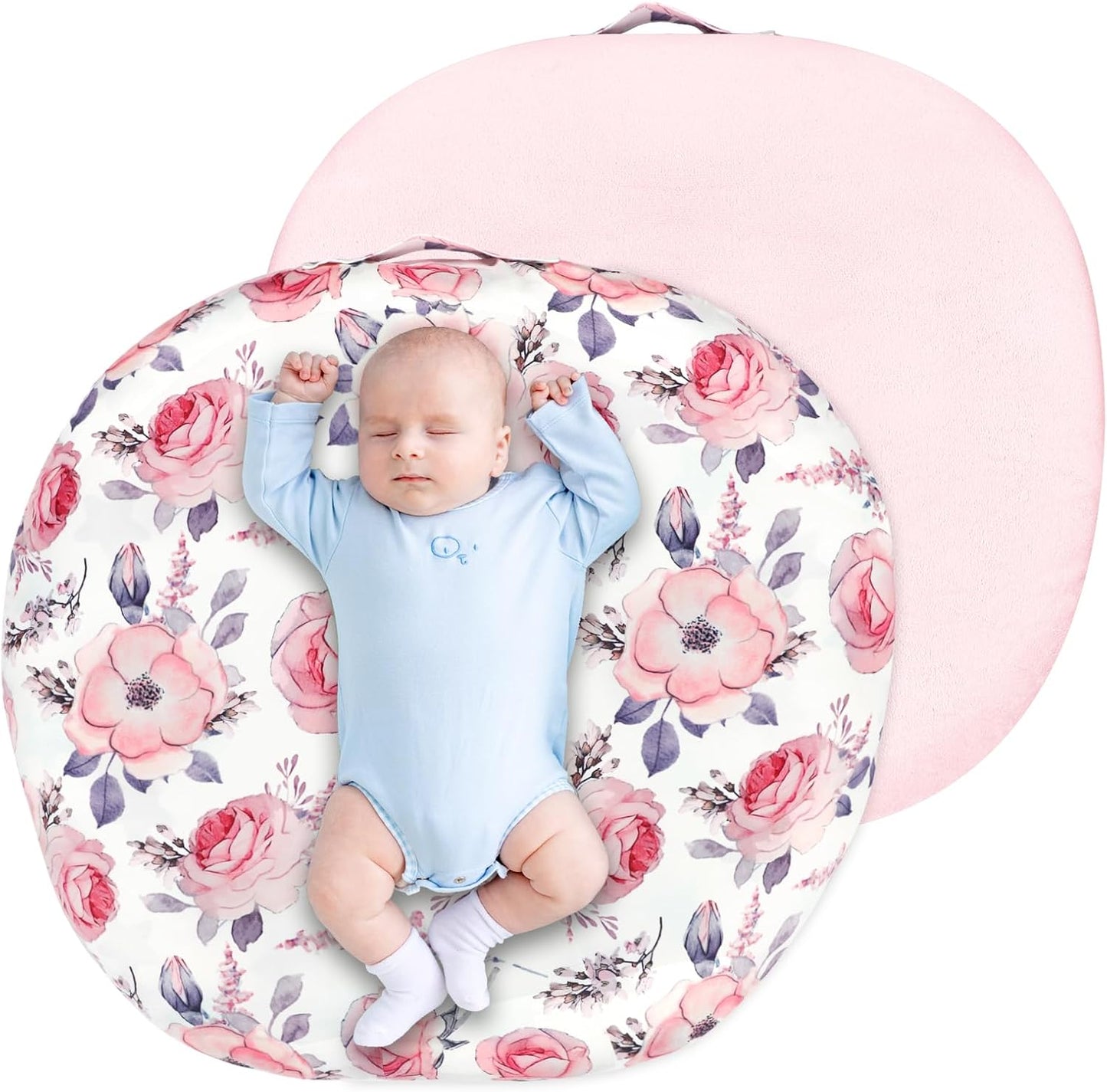 Cozy Pink Floral Baby Lounger Cover by SWSEN