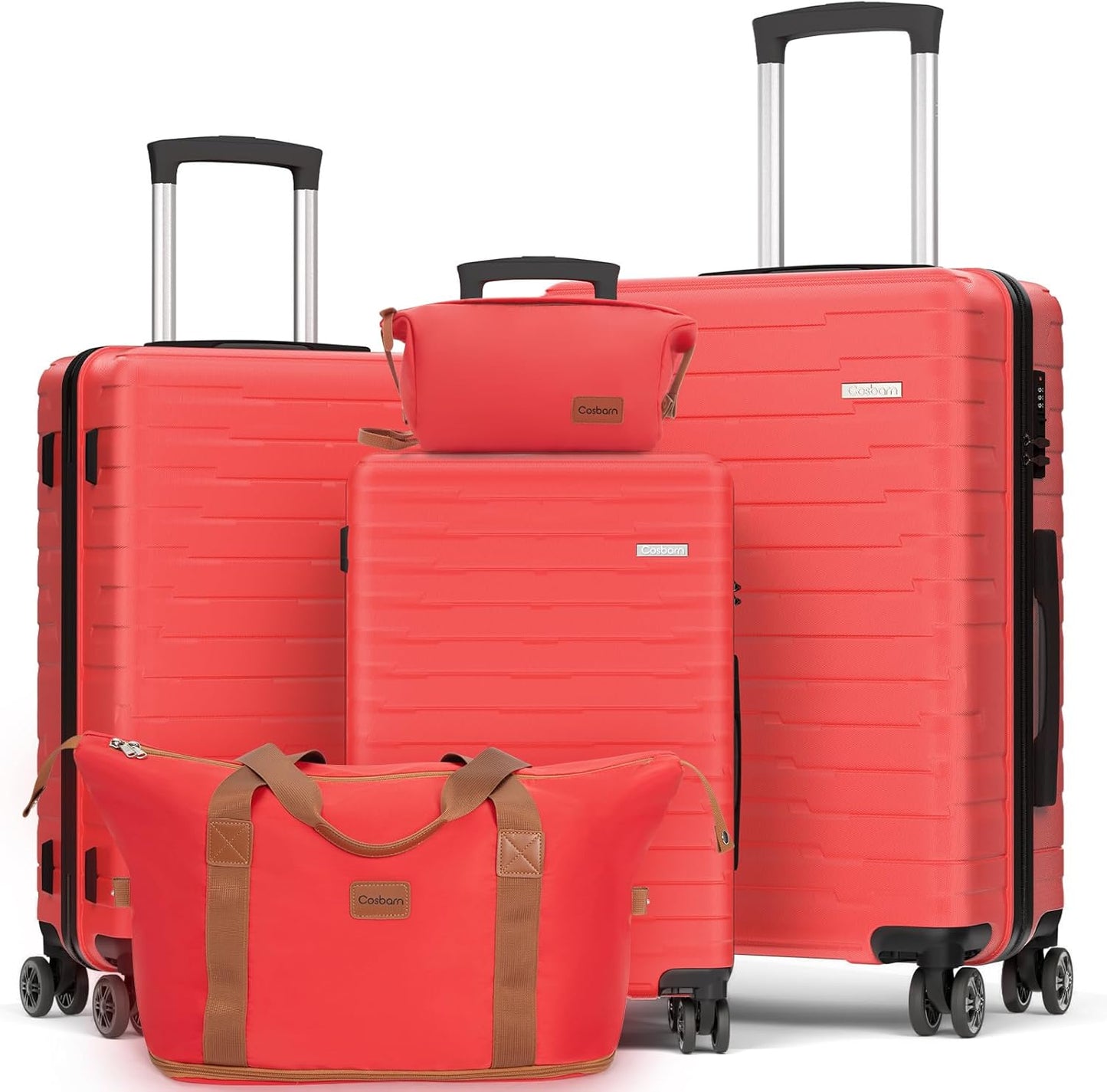 Durable 5 Piece Luggage Set with Spinner Wheels for Travel