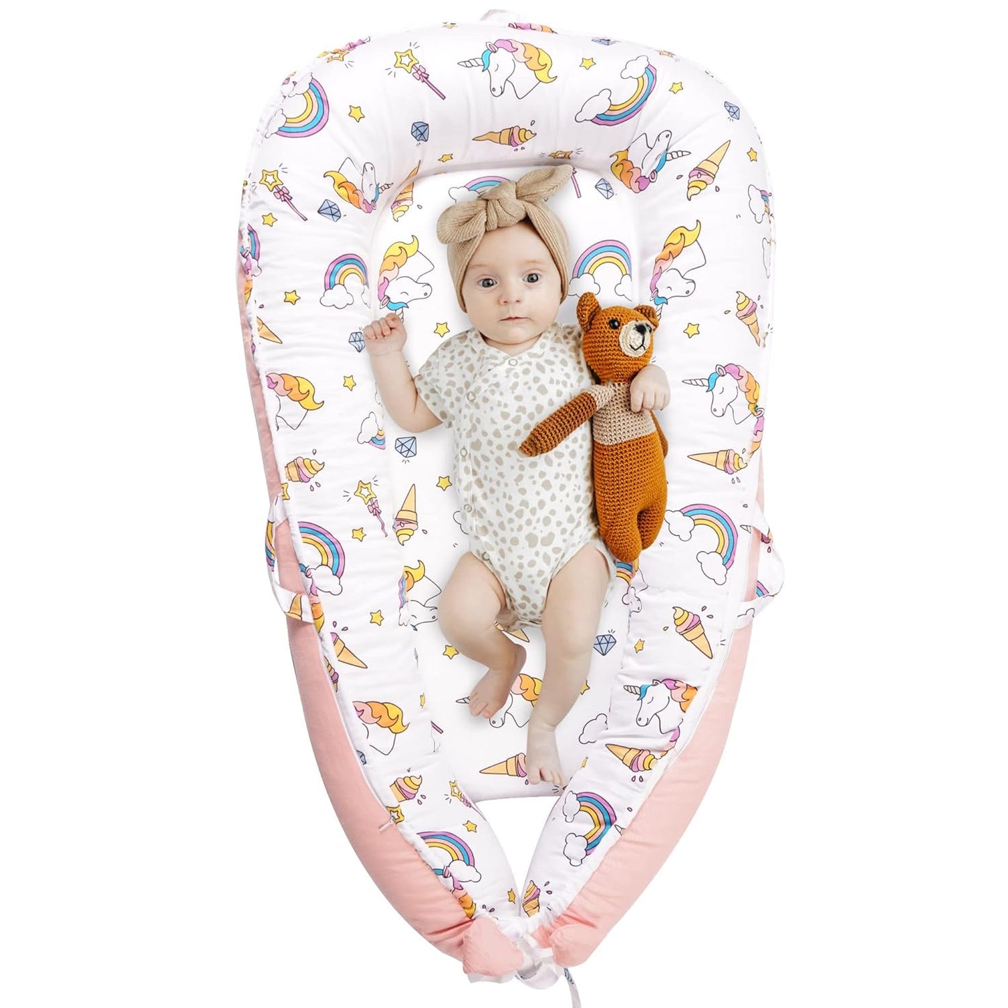 Viviland Baby Lounger for Newborns - Soft Unicorn Design
