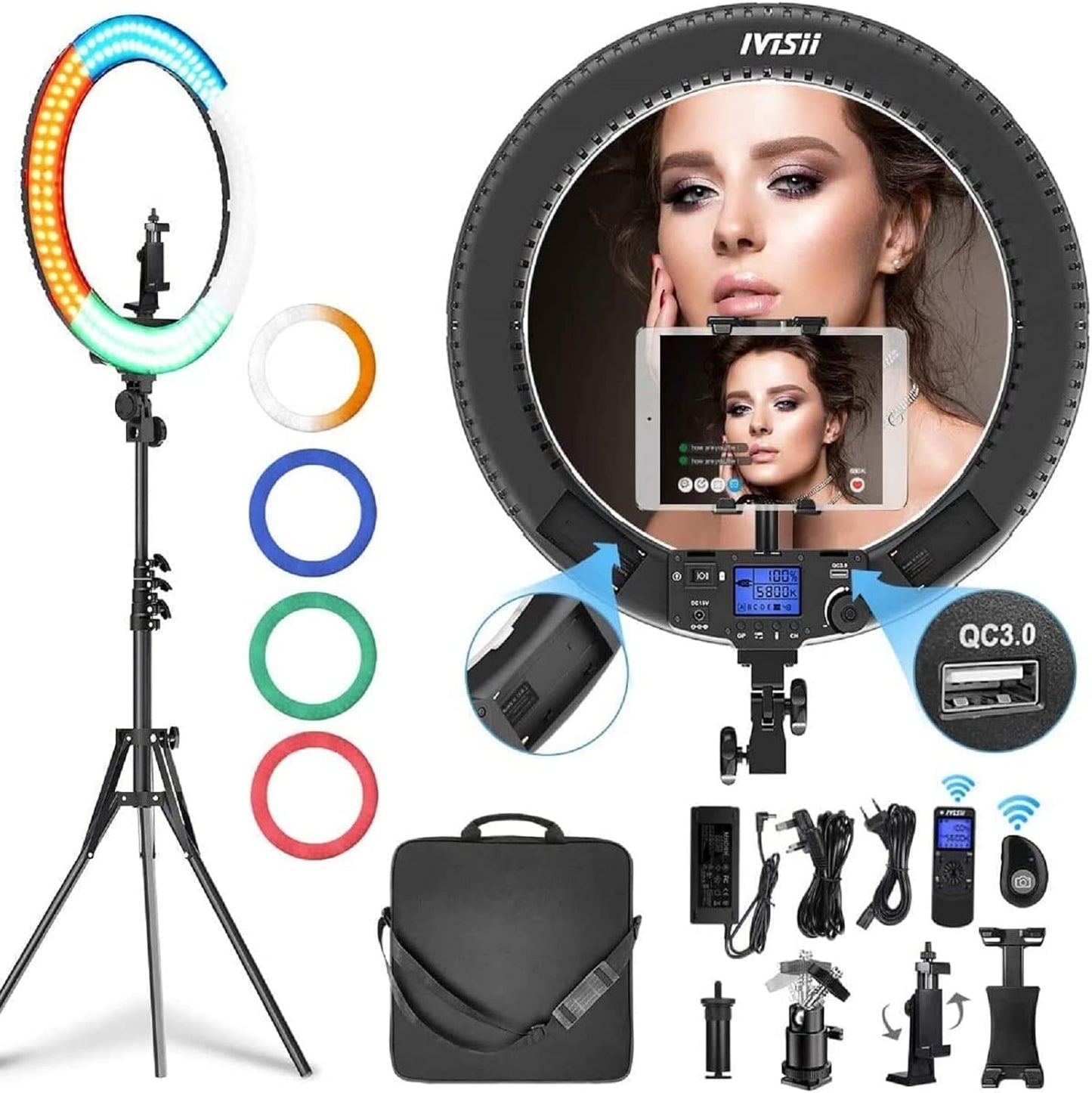 19 Inch Ring Light with Remote and Stand for Live Streaming