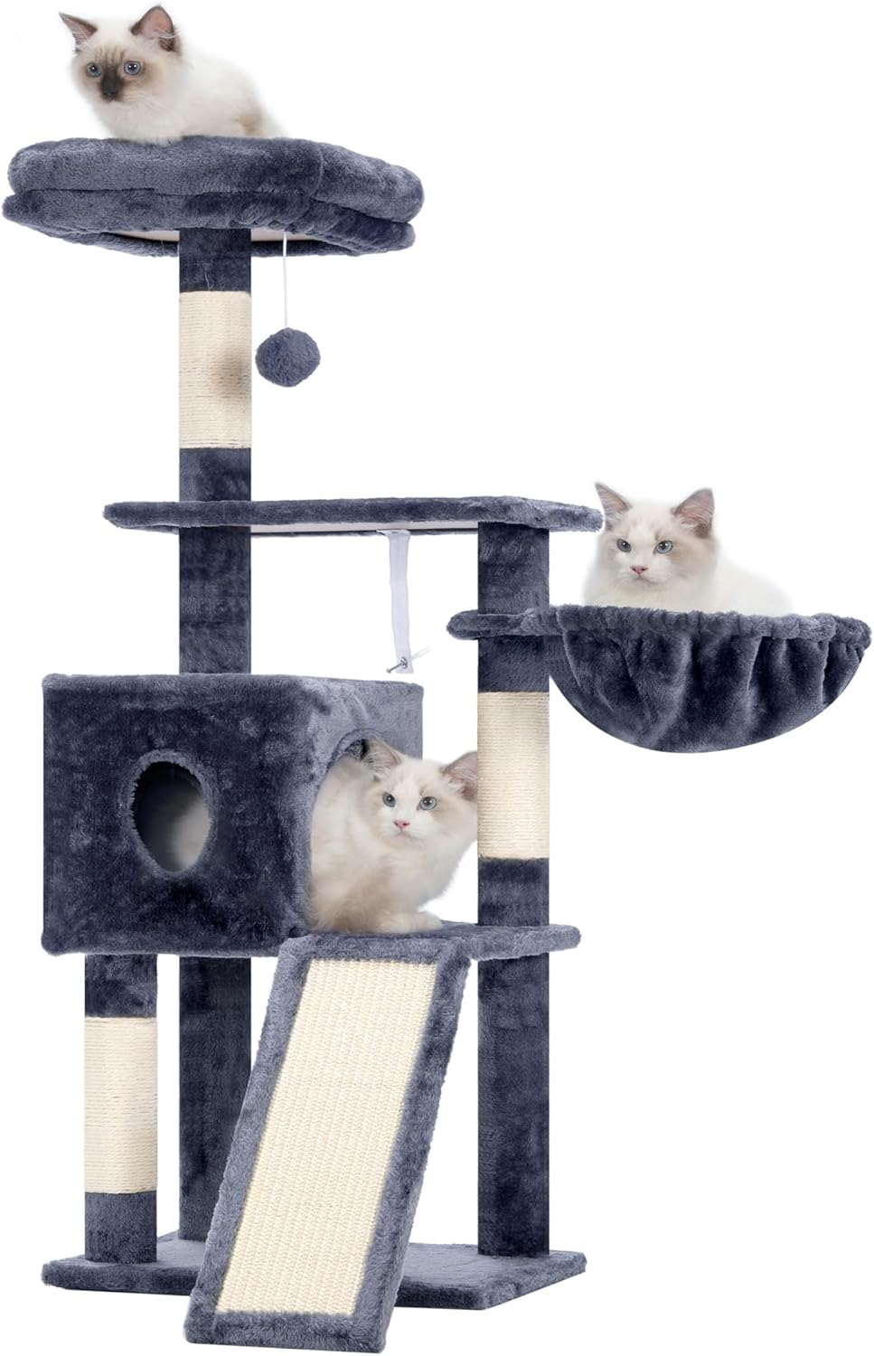 Hey-brother Cat Tree: Plush Multi-Level Cat Tower for Indoor Cats