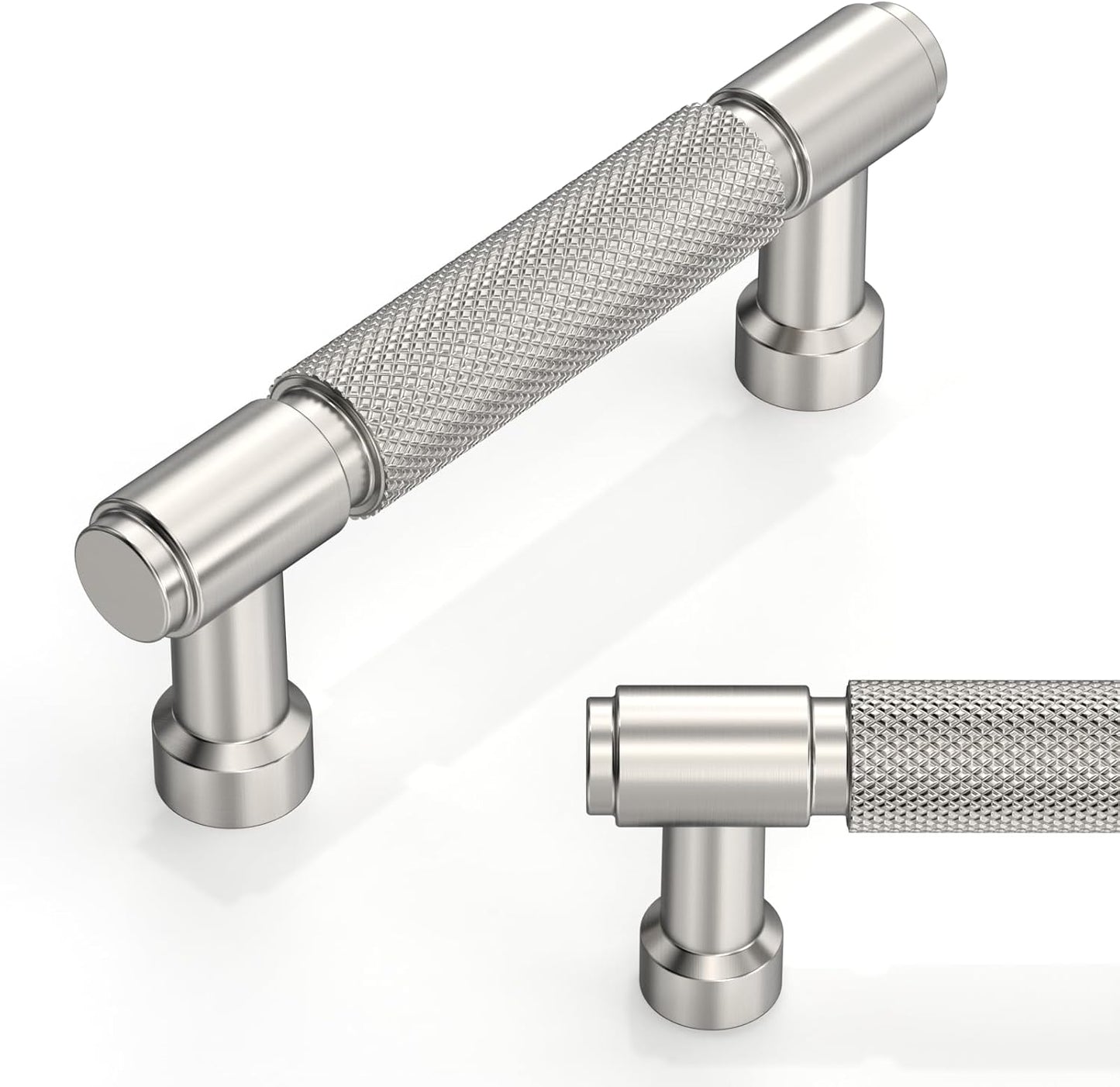 10 Pack Brushed Satin Nickel Knurled Cabinet Pulls for Drawers