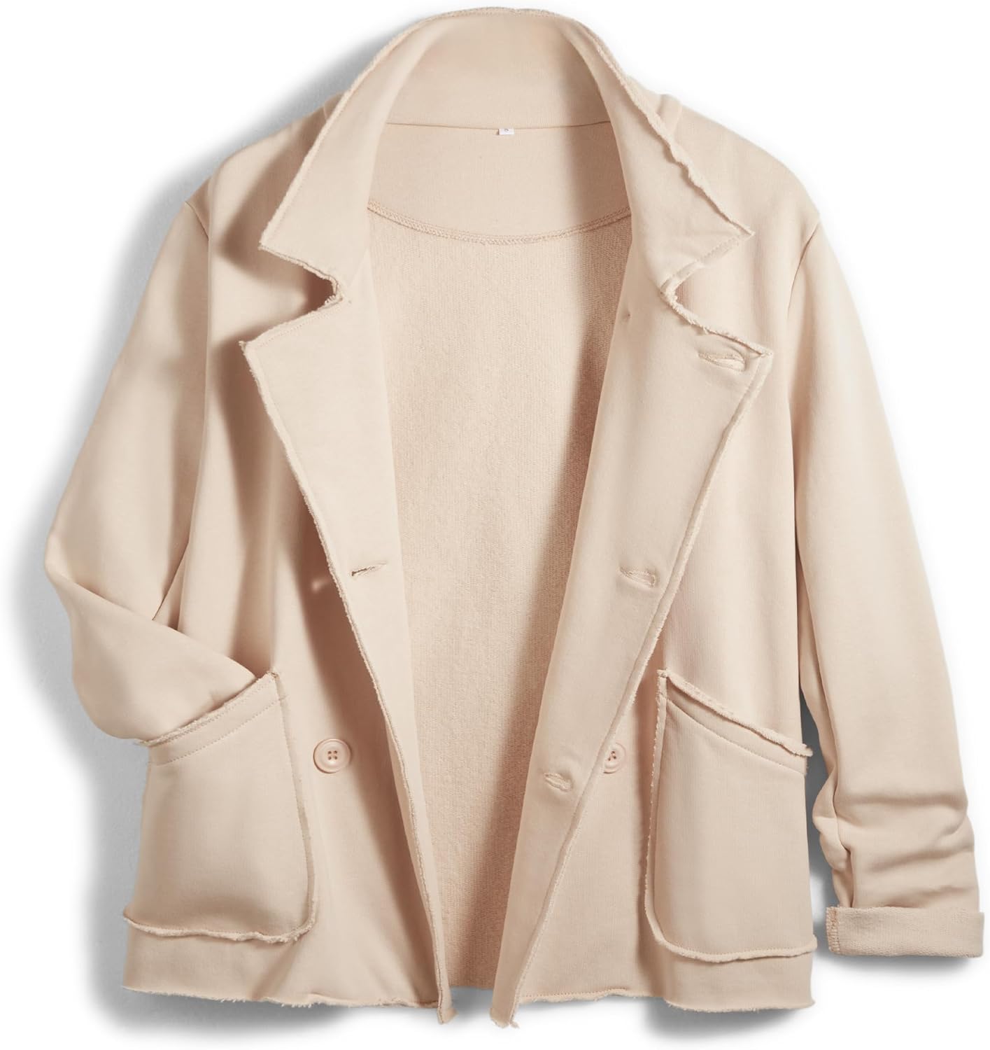 Women Warm Pea Coat with Notched Lapel and Double Breasted Style