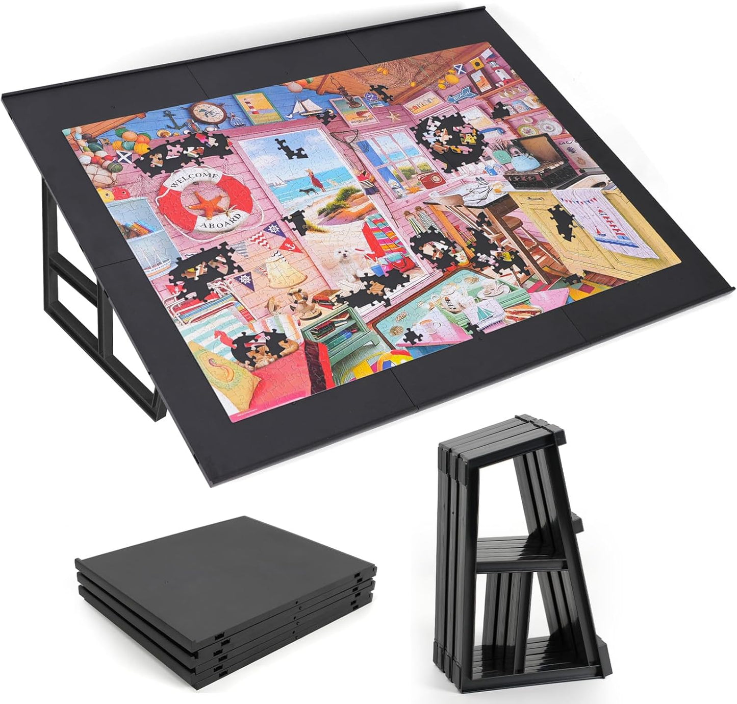 WELGEE 1000-Piece Tilting Puzzle Board for Comfortable Puzzling
