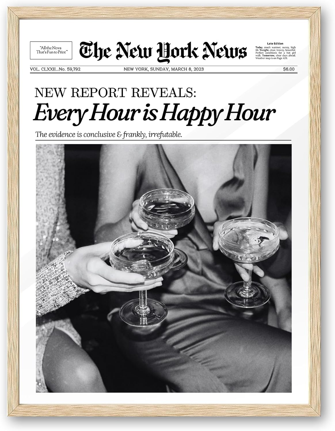 Every Hour is Happy Hour Framed Wall Art for Trendy Spaces