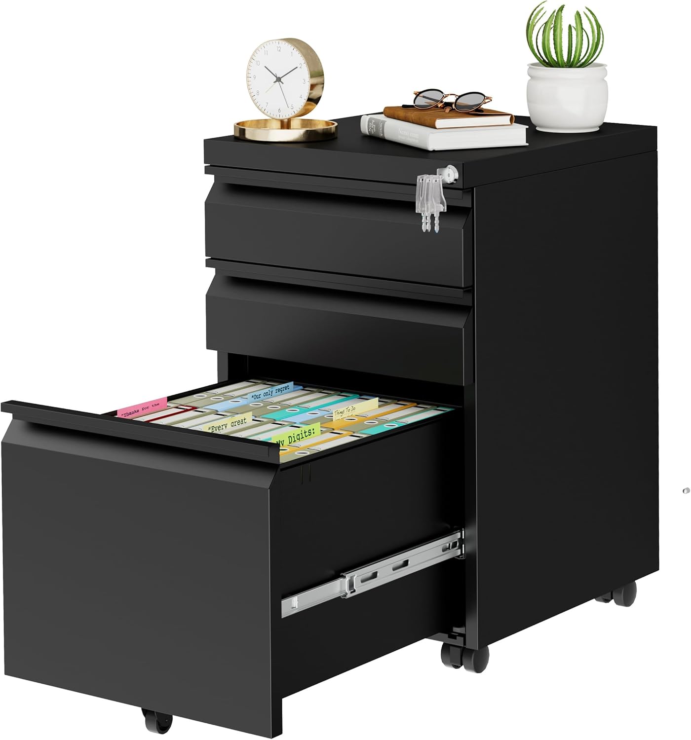 LVTSEEL 3-Drawer Locking File Cabinet Under Desk