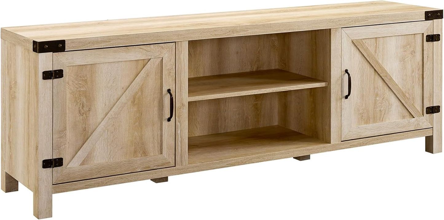 Georgetown Double Barn Door TV Stand, White Oak