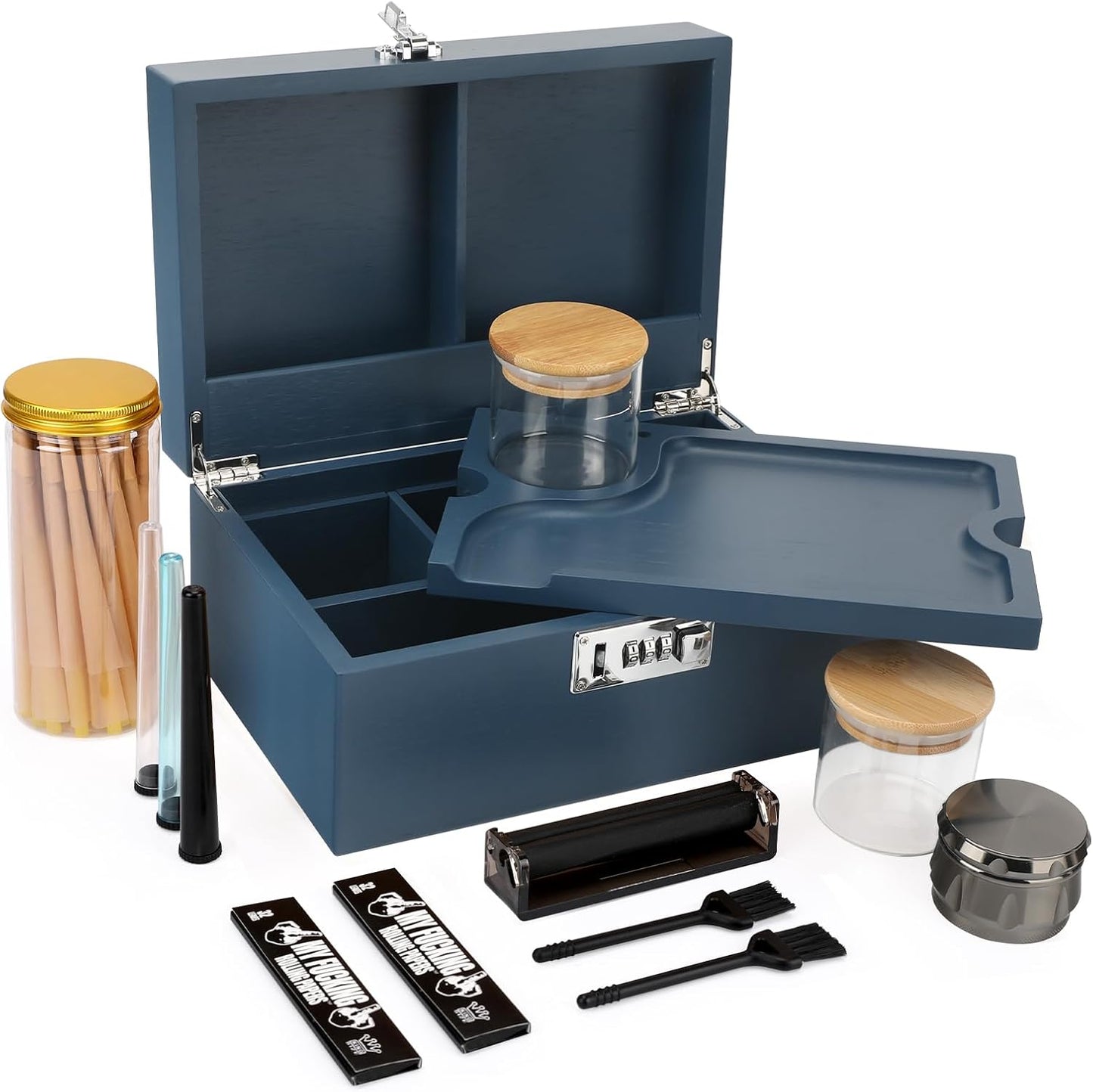 Large Bamboo Storage Box with Removable Tray for Organization