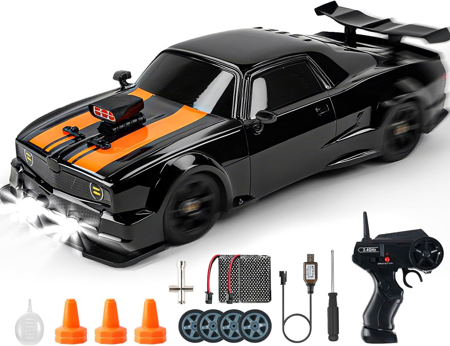 SANCO 1:16 Scale RC Drift Car with LED Lights & Mist Spray