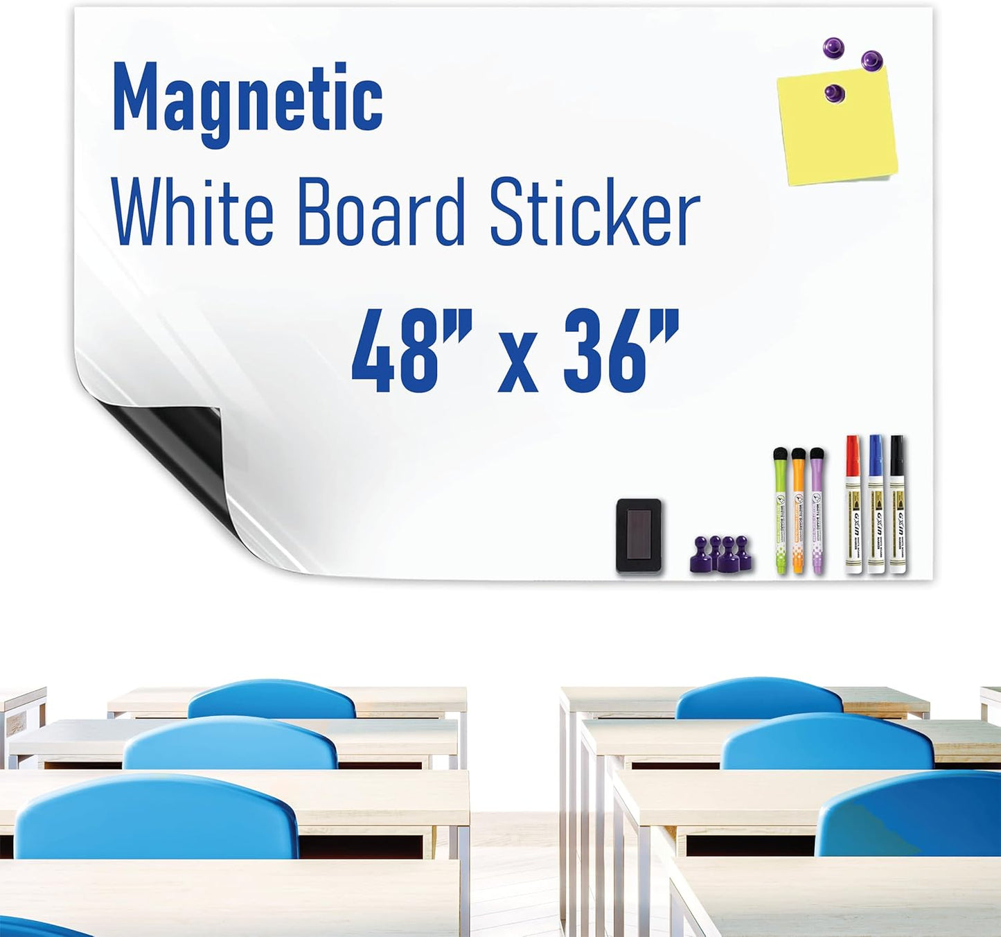 Magnetic Whiteboard Sticker Dry Erase Board for Home Office