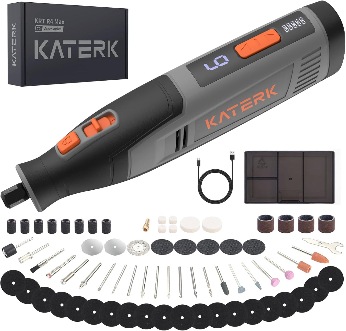 Katerk Cordless Rotary Tool Kit with 70 Accessories for DIY