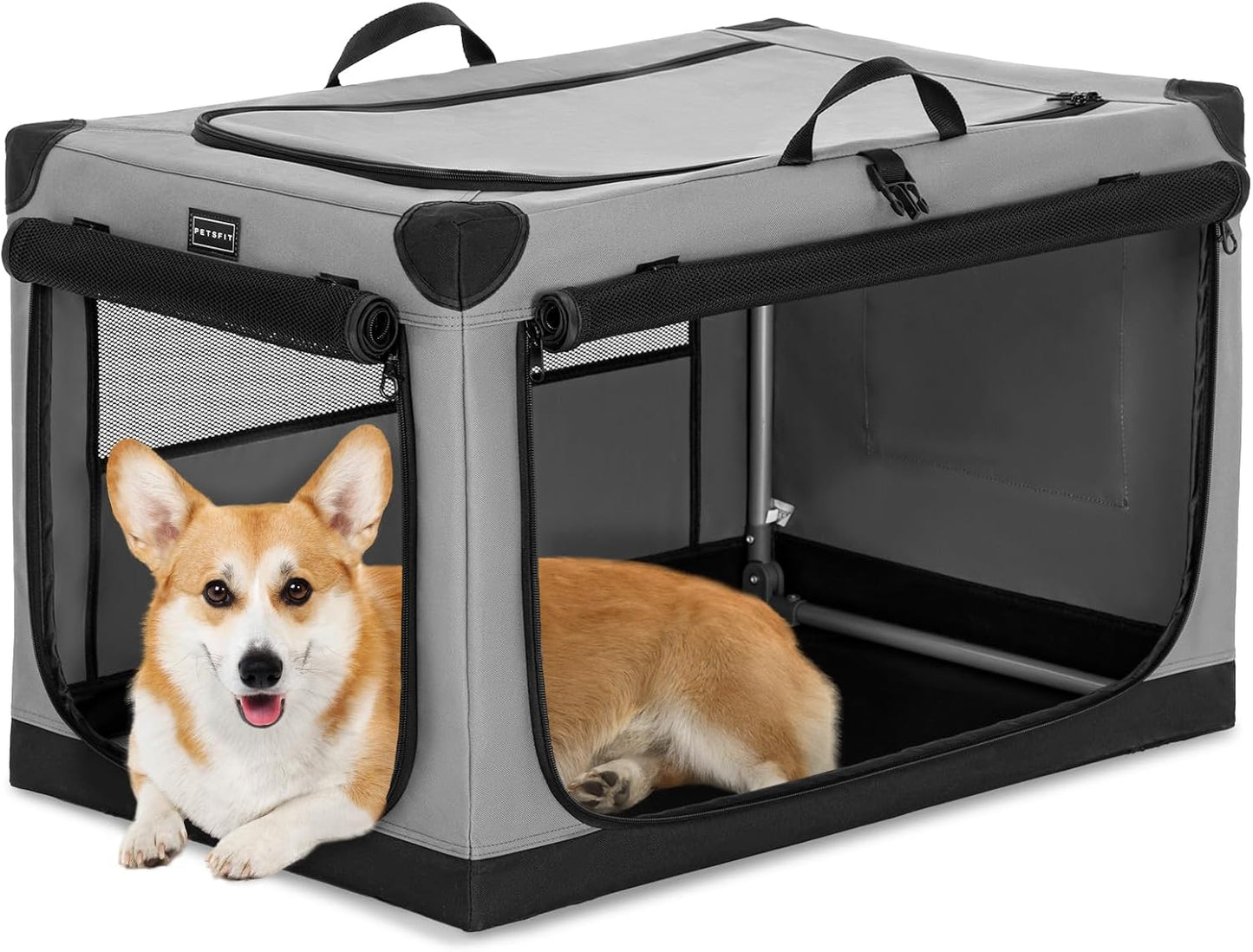 PETSFIT Collapsible Dog Crate with Adjustable Fabric Cover