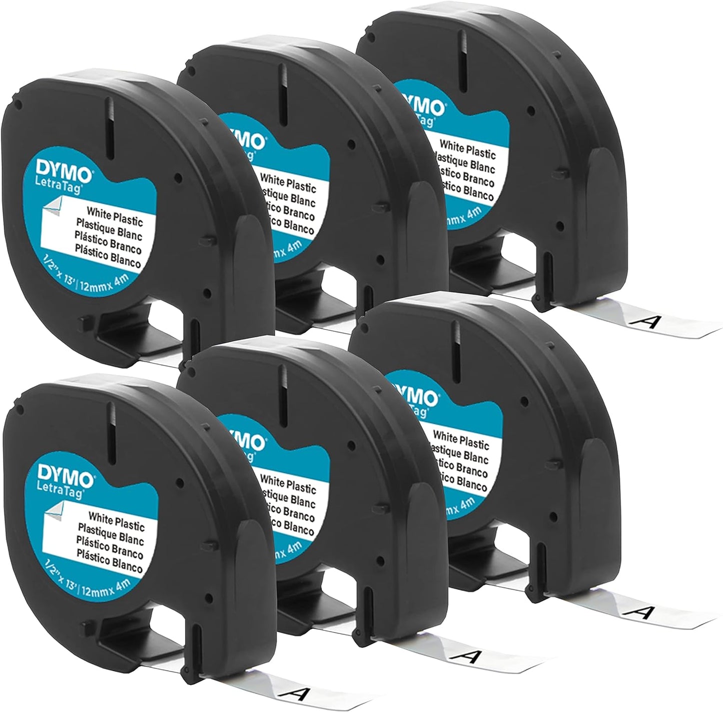 6-Pack Black Print White LT Labeling Tape by DYMO