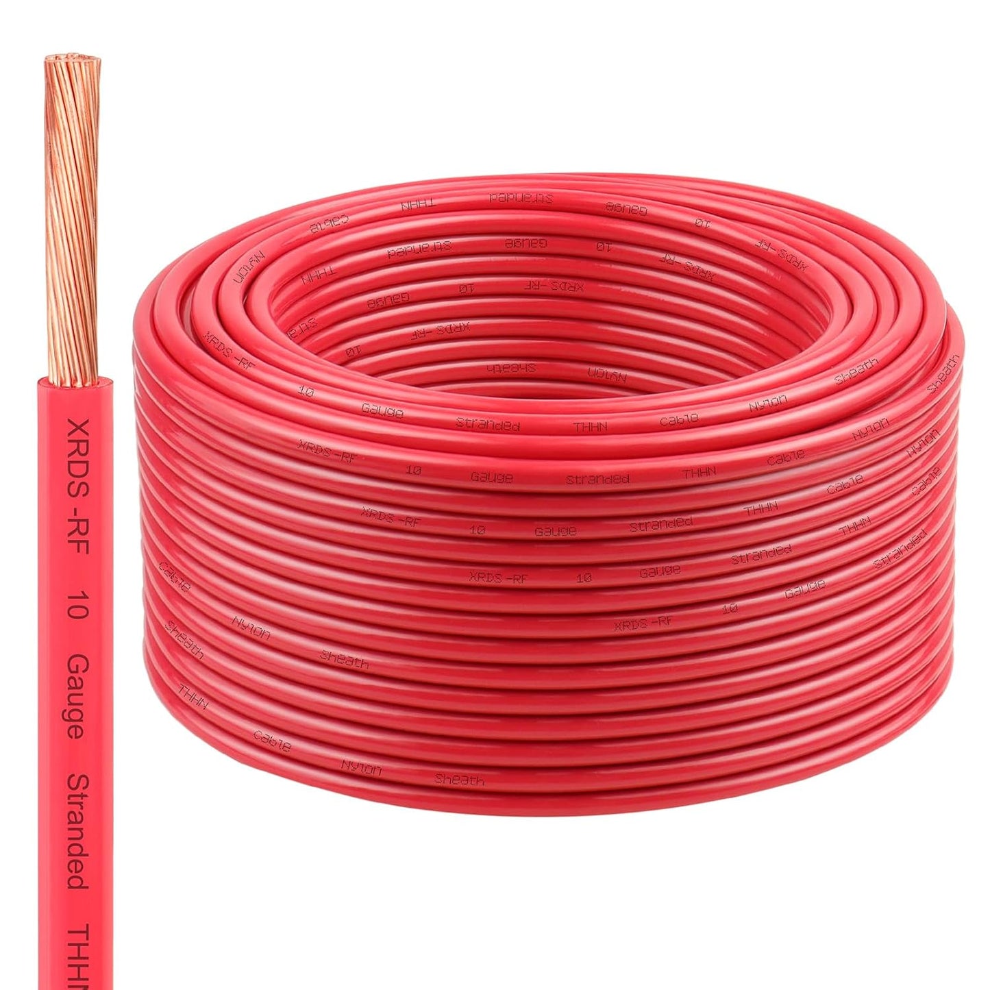 10 Gauge THHN Wire 200FT Red Stranded Copper Electrical Wire