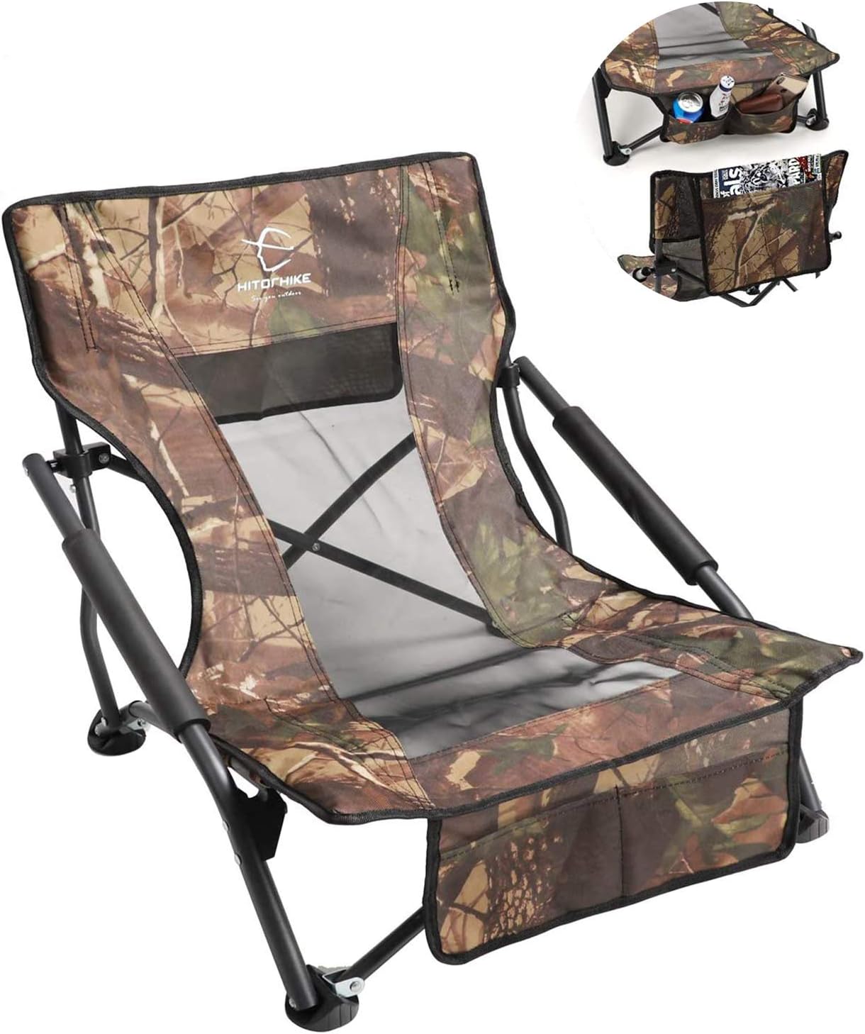 HITORHIKE Low Sling Beach Camping Chair with Armrests and Mesh