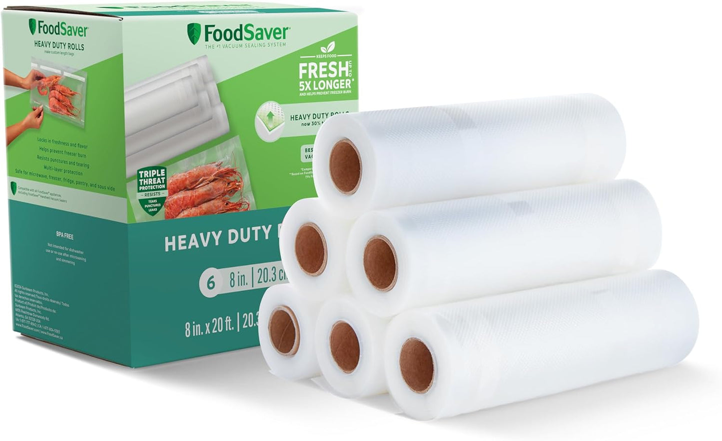 FoodSaver Heavy-Duty Vacuum Seal Rolls, 6-Pack - Lock in Freshness!