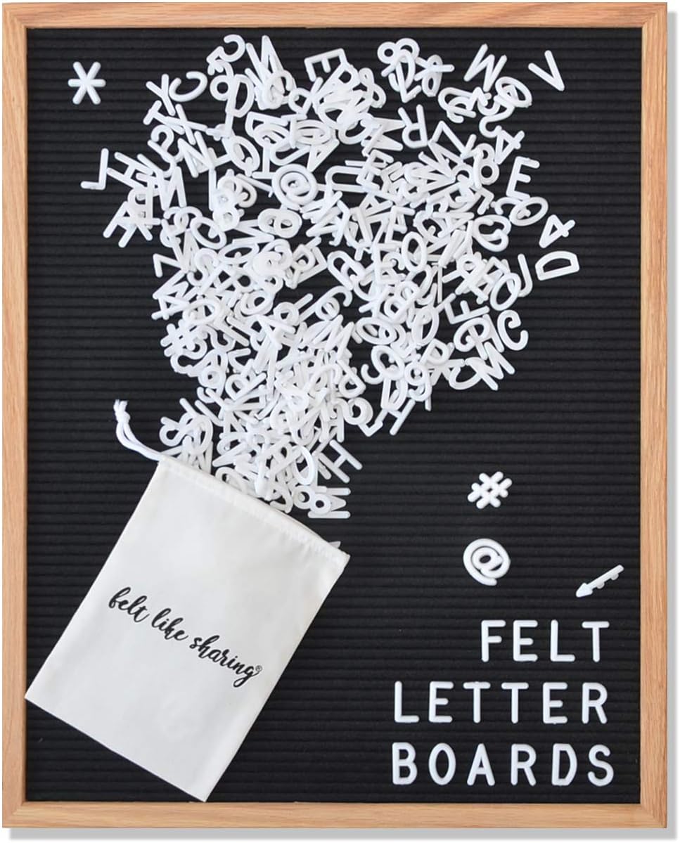 Black Felt Letter Board 16x20 Inches with 348 Letters Included