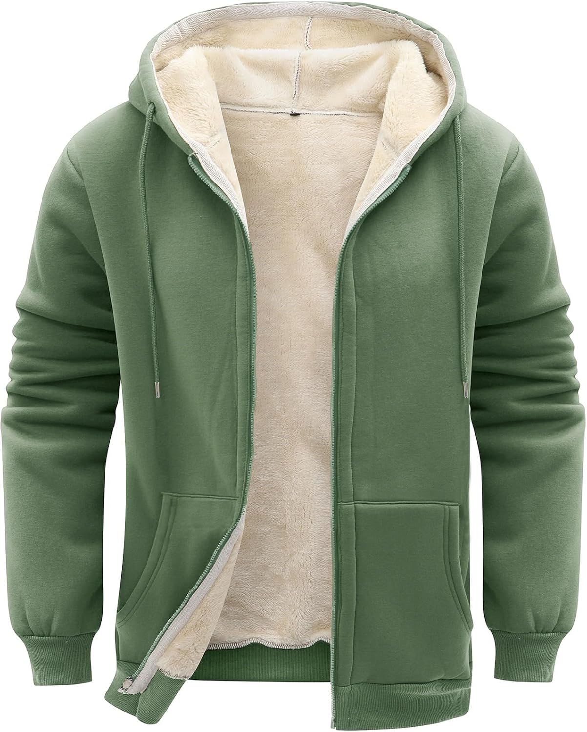 Flygo Men's Sherpa Hoodie Jacket for Ultimate Winter Warmth