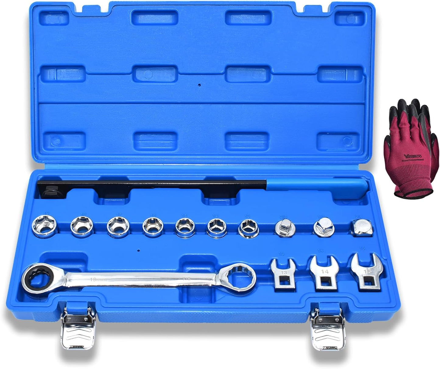 15pcs Universal Ratcheting Serpentine Belt Tool Set for Cars