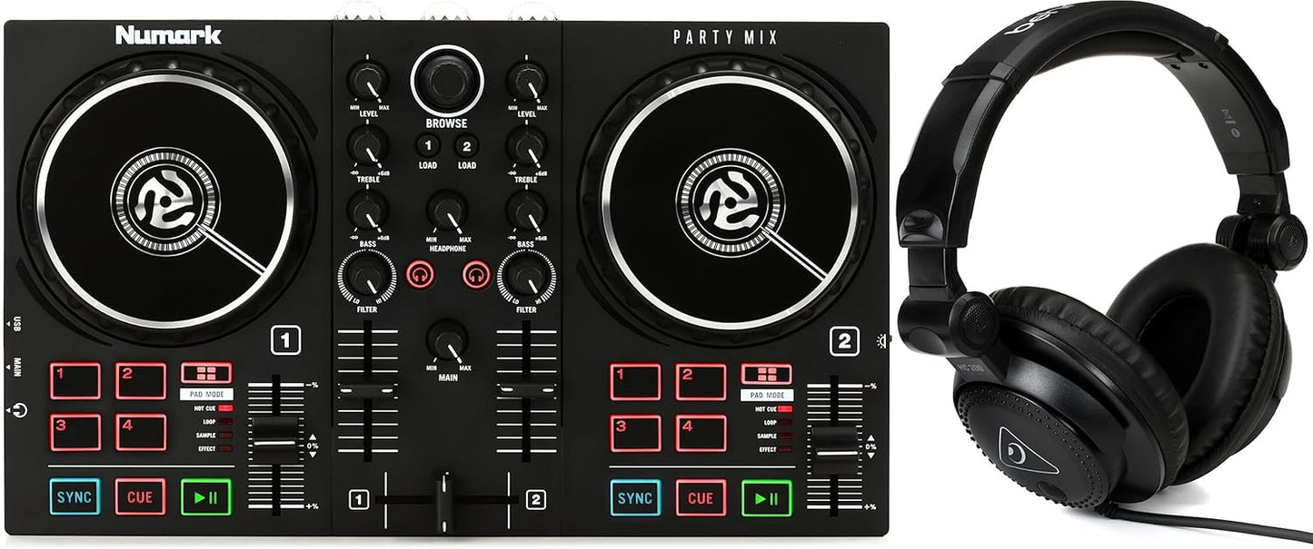 Numark Party Mix II DJ Controller with Light Show and Headphones