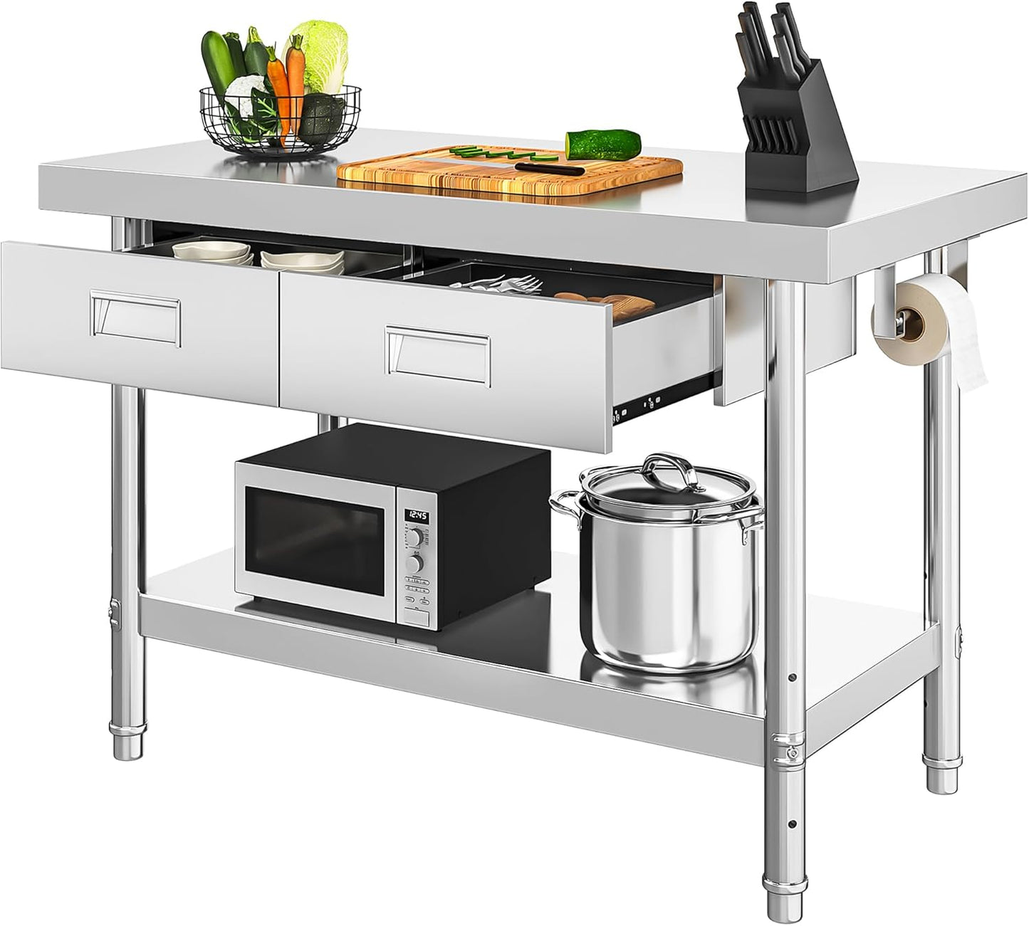 YITAHOME Stainless Steel Table with Drawers for Versatile Use