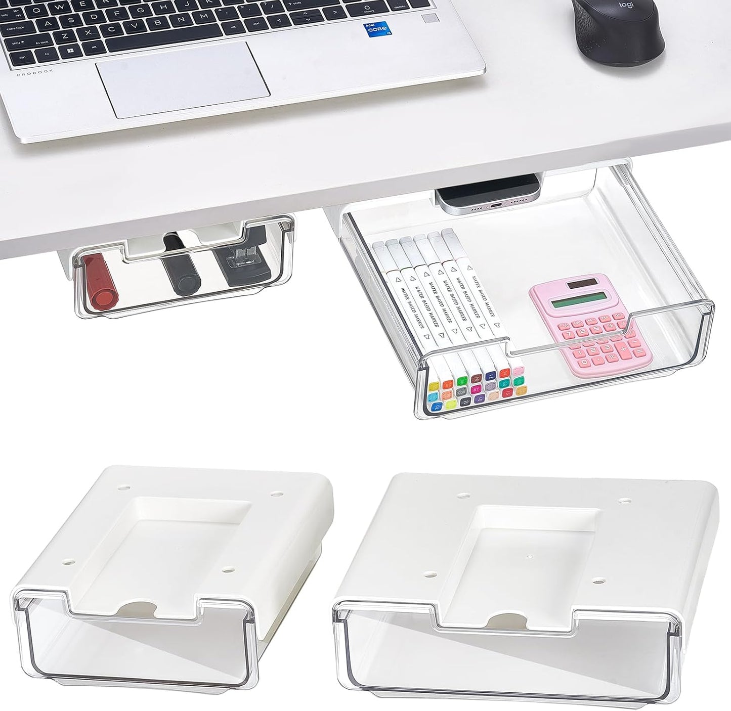 OrgaFocus Under Desk Drawer 2-Pack: Hidden Storage Solutions