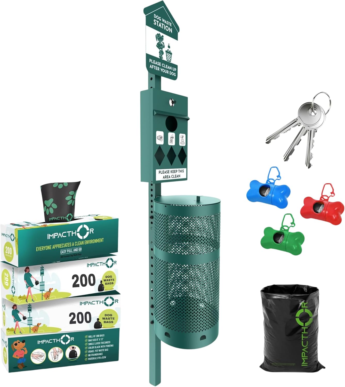 Dog Waste Station with 800 Bags for Parks and Commercial Use