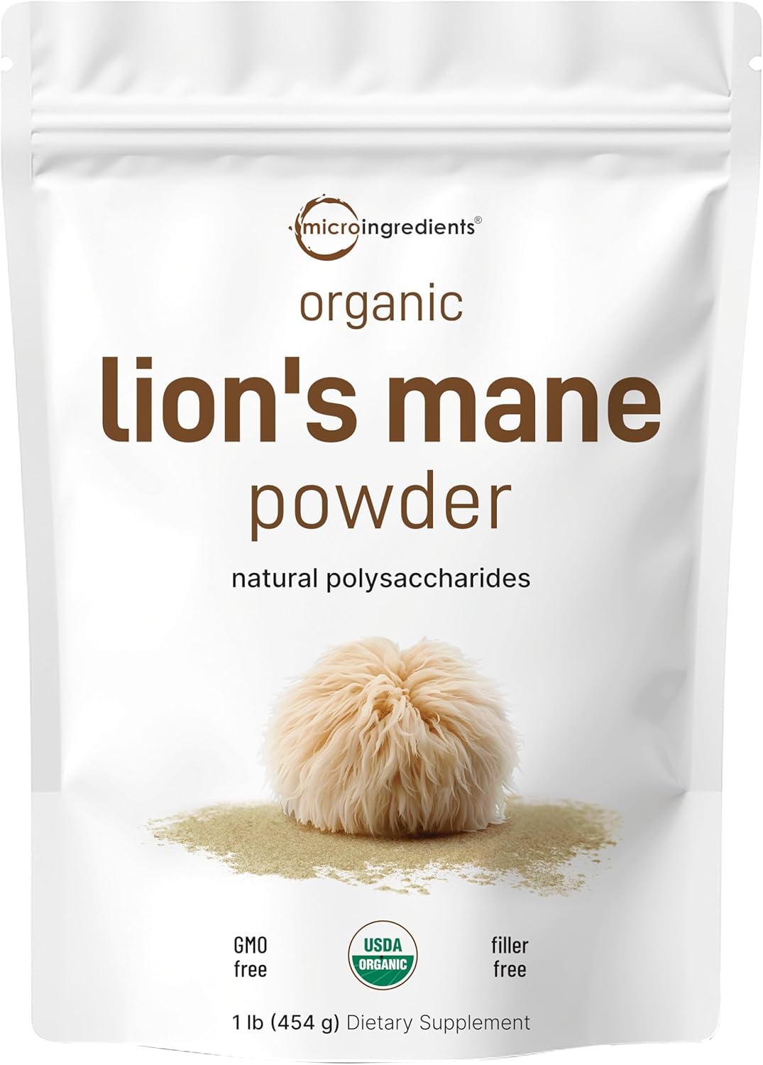 Organic Lions Mane Mushroom Powder for Brain and Energy Support