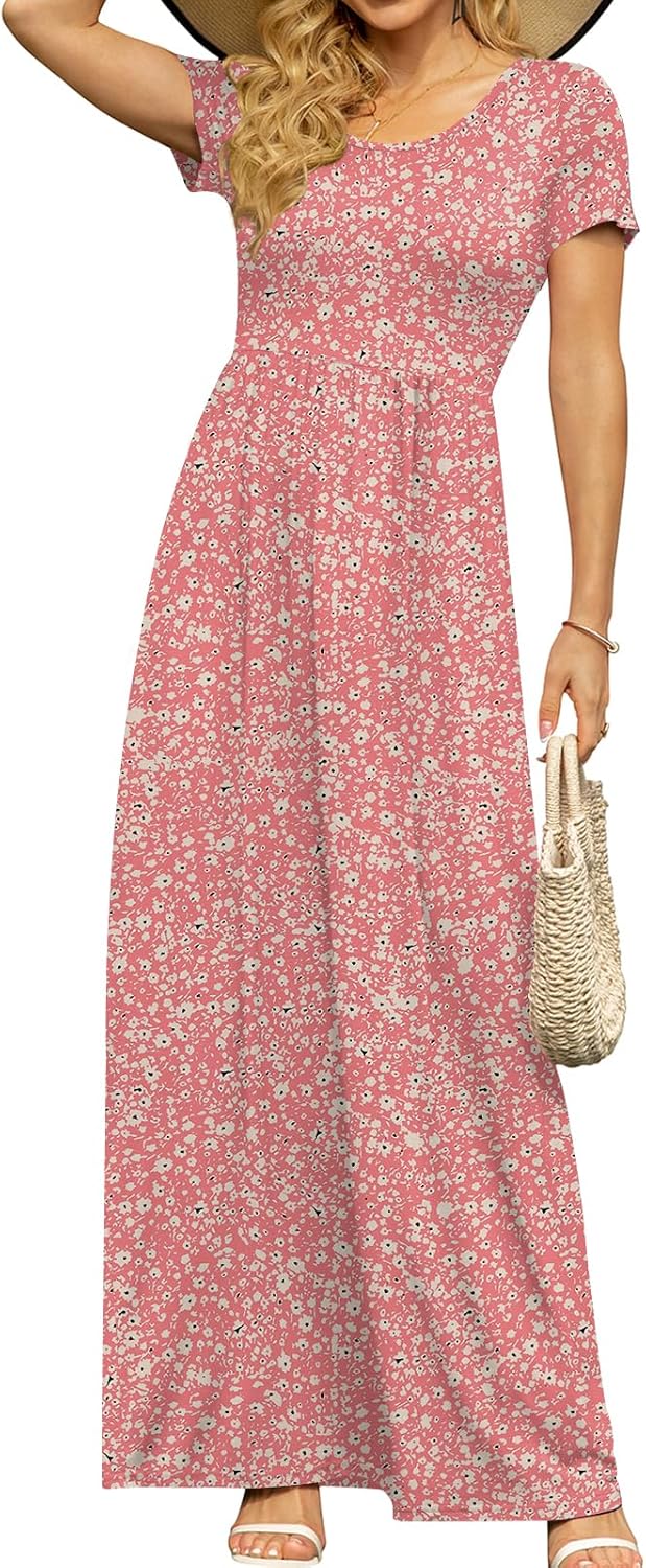 DB MOON Womens Summer Maxi Dresses with Pockets for Casual Wear