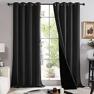 Deconovo Black Blackout Curtains for Total Light Blocking