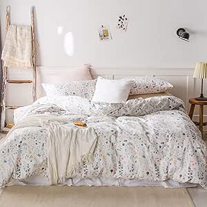 EAVD Fresh Botanical Floral Duvet Cover King Soft Cotton Set