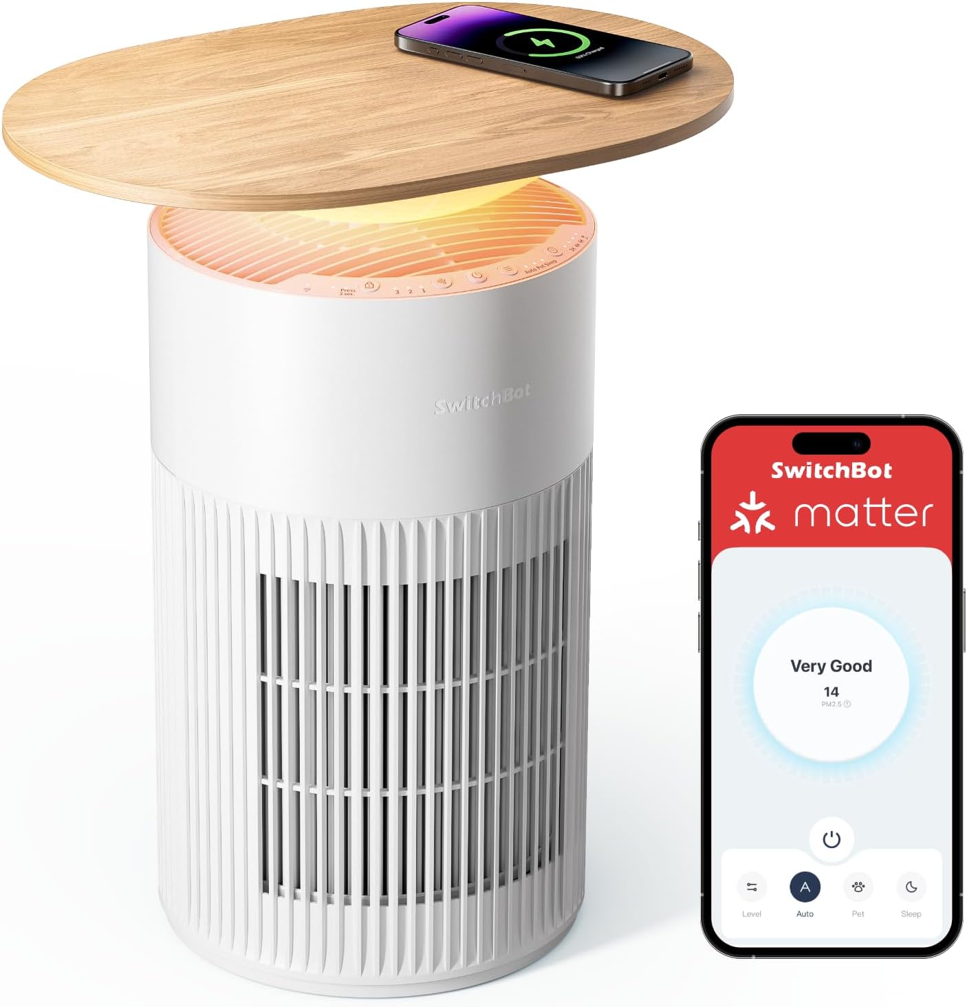 SwitchBot 4 in 1 Air Purifier Table with Smart Features