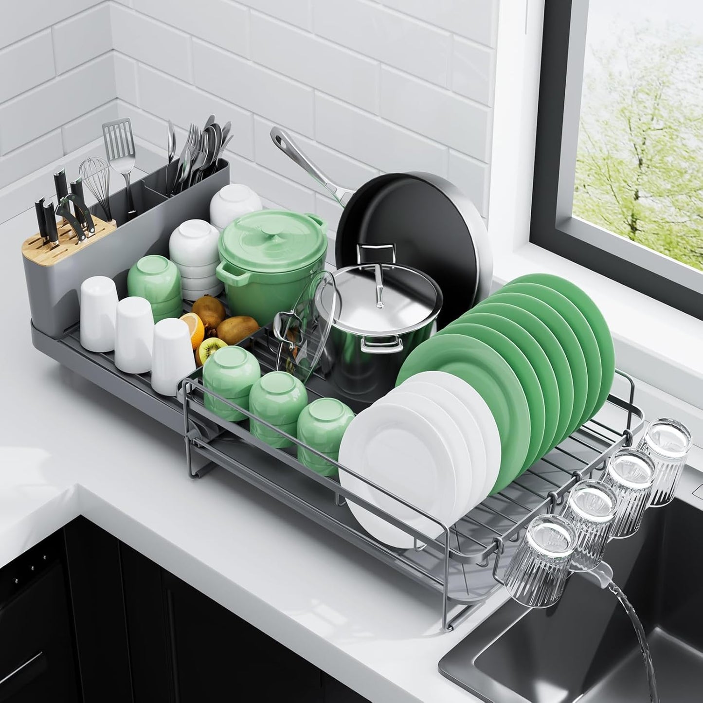 Kitsure Extendable Dish Drying Rack for Efficient Kitchen Use