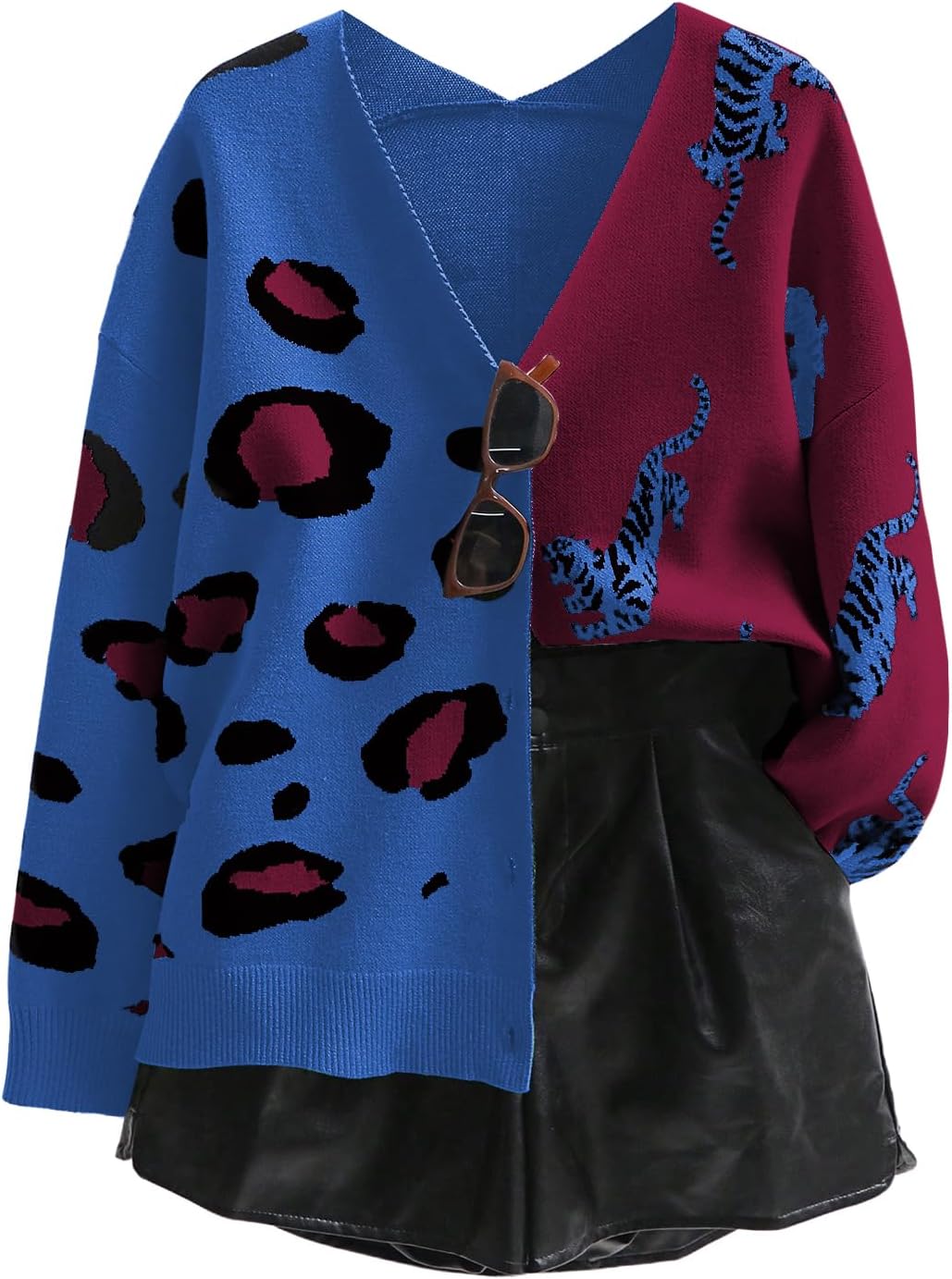 Leopard Tiger Print Cardigan for Stylish Women - V Neck Design