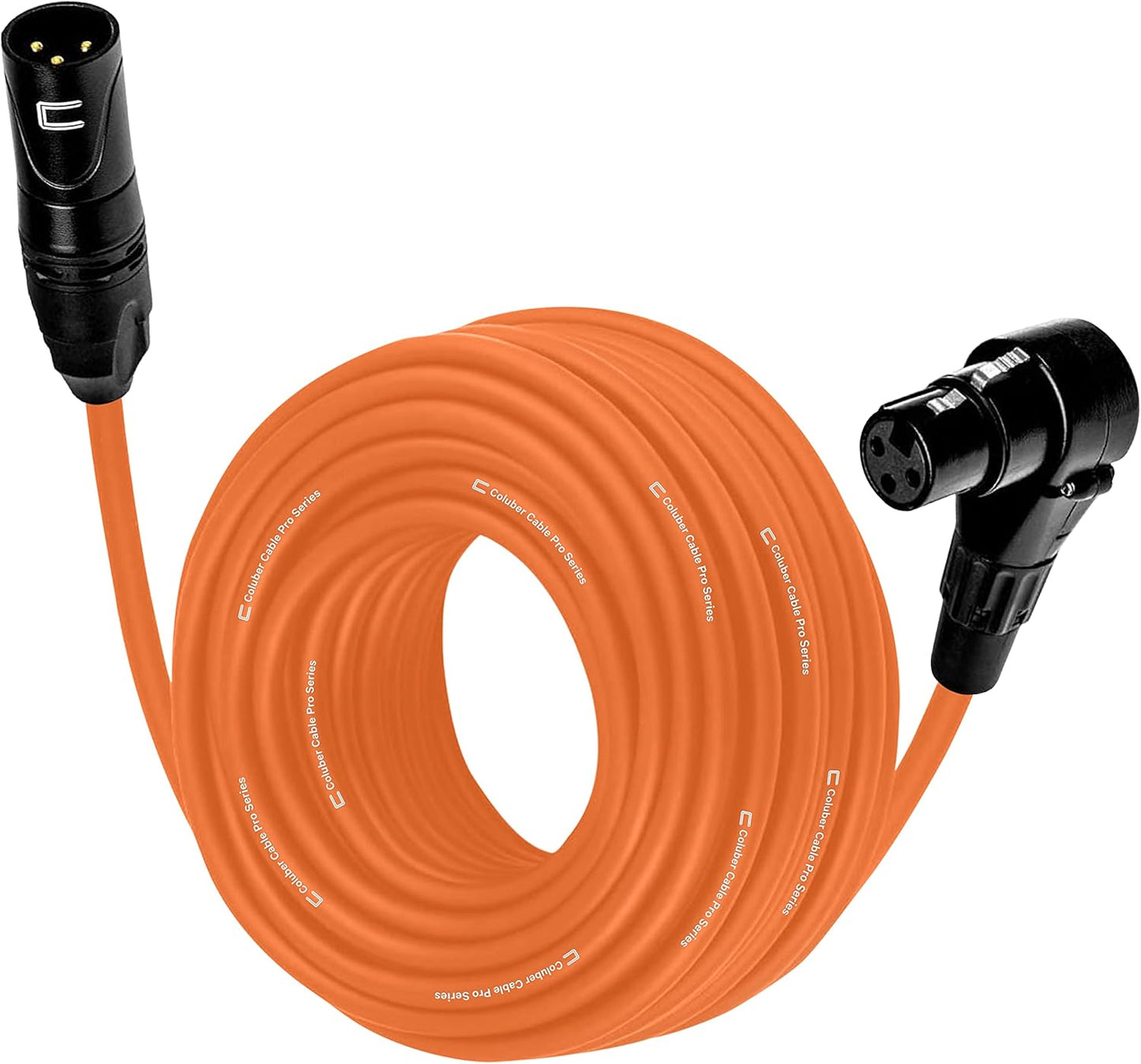 Balanced XLR Cable Male to Right Angle Female - 30 Feet Orange