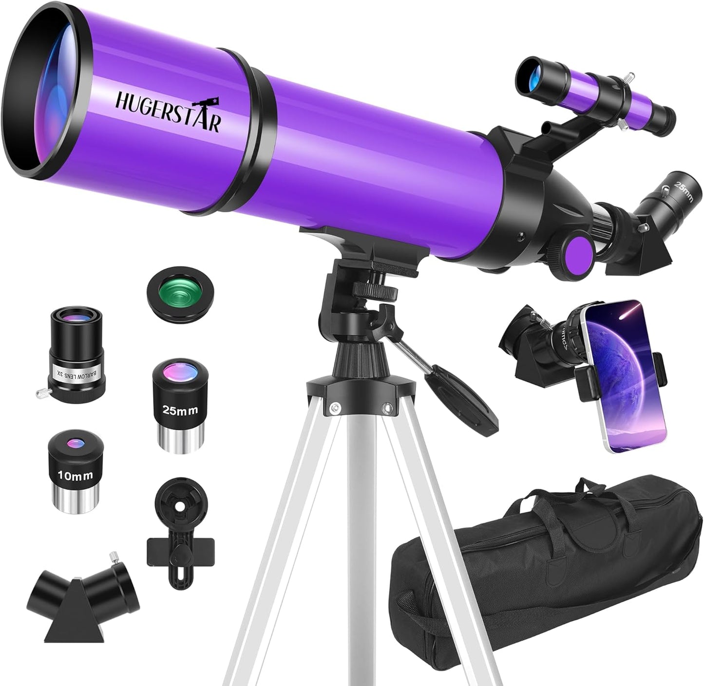 80mm Aperture Portable Refractor Telescope for Stargazing Fun