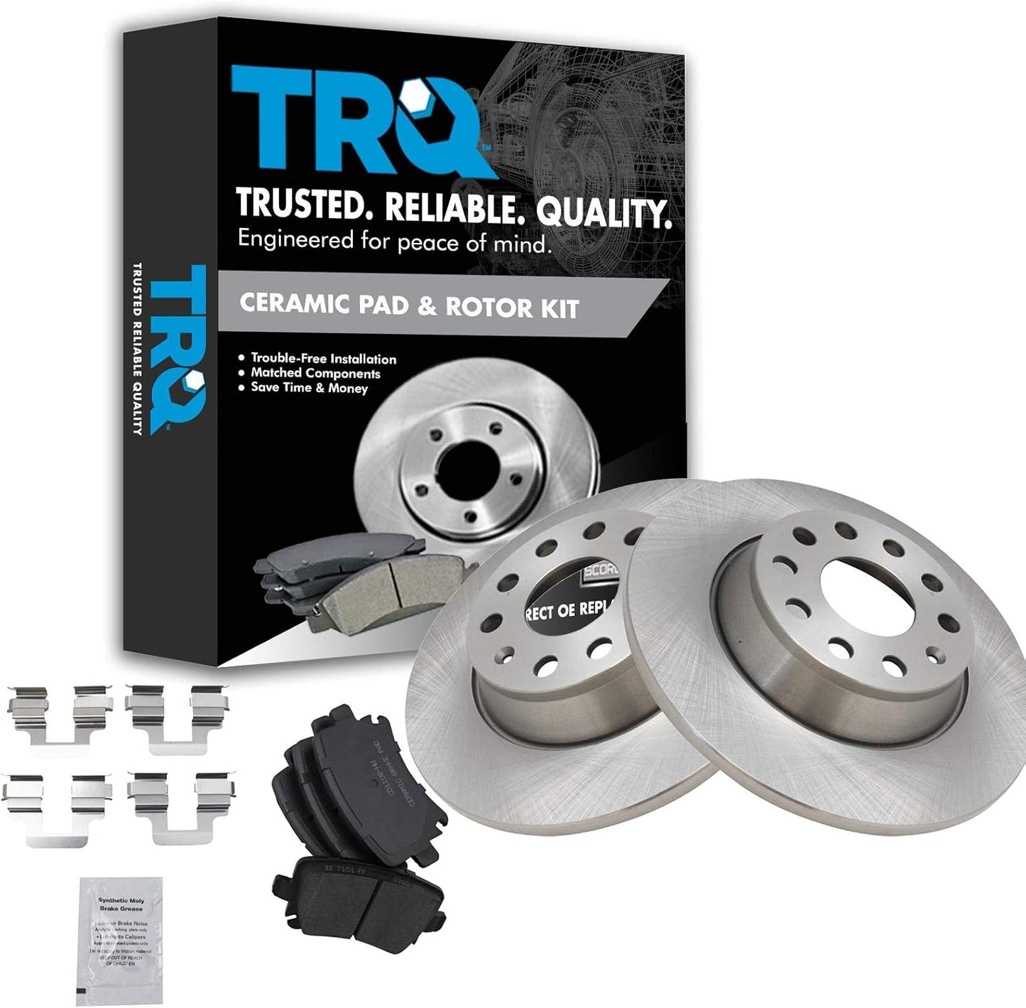 TRQ Rear Brake Pad & Rotor Kit for Audi A3 and Volkswagen CC