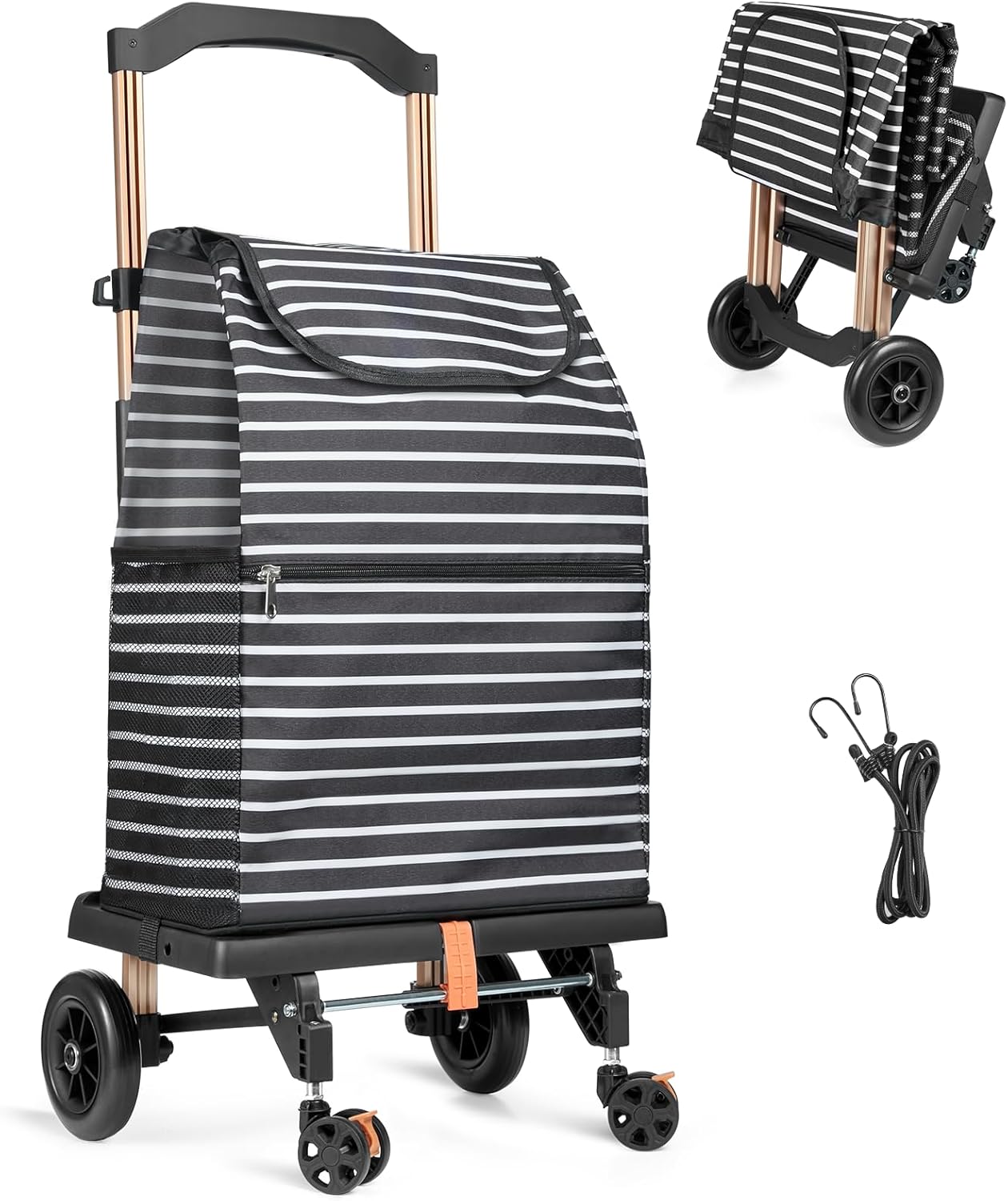 2-in-1 Lightweight Aluminum Grocery Cart with Waterproof Bag