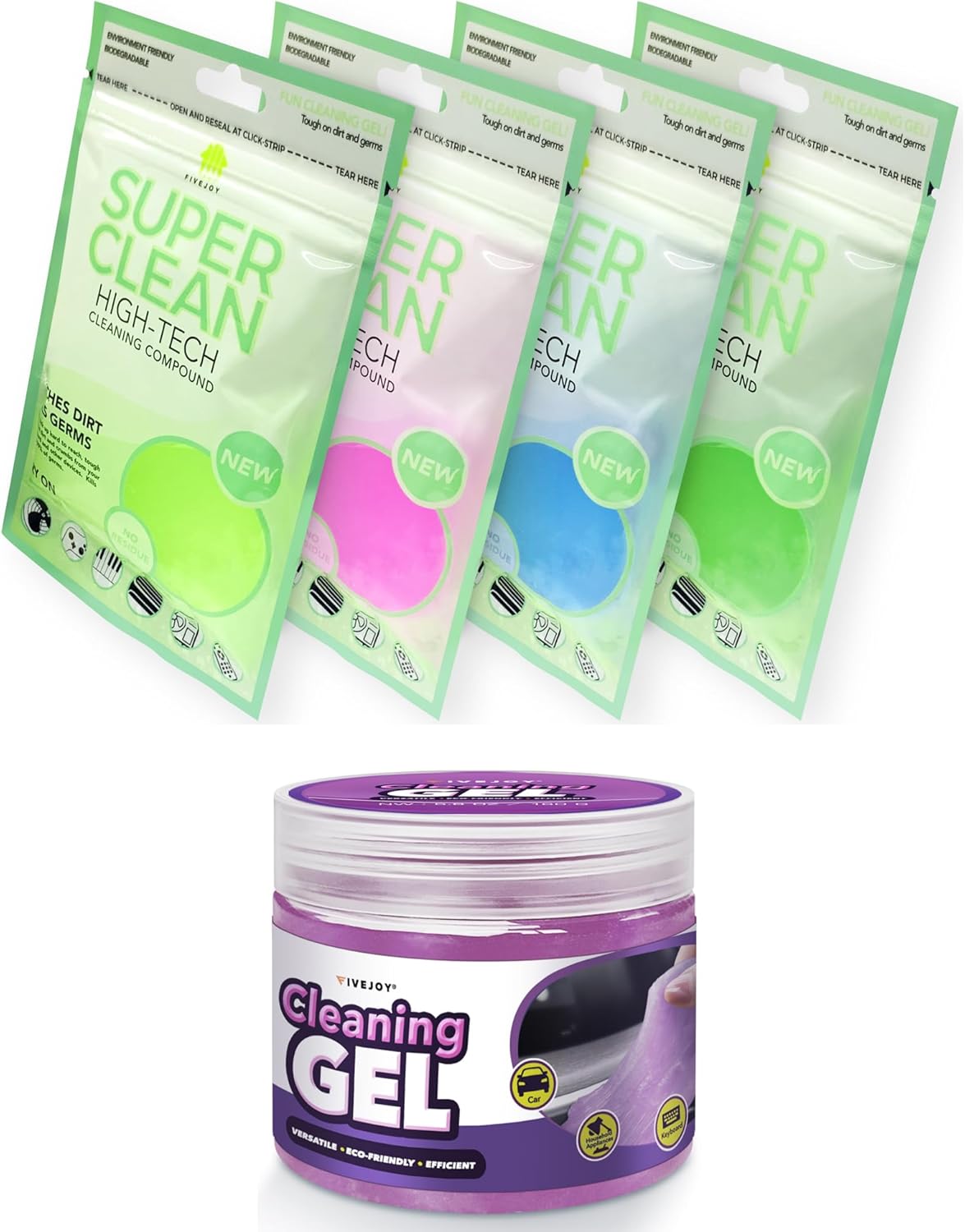 FiveJoy Car Cleaning Gel Set - Dust Cleaning Putty
