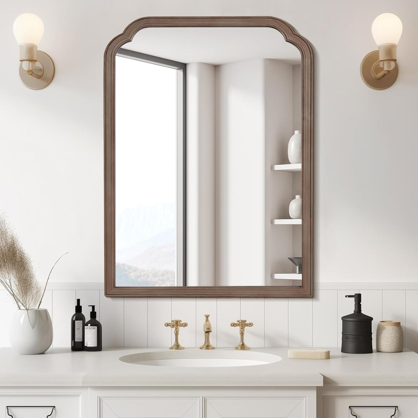 WallBeyond 30x40 Wood Bathroom Mirror for Rustic Home Decor