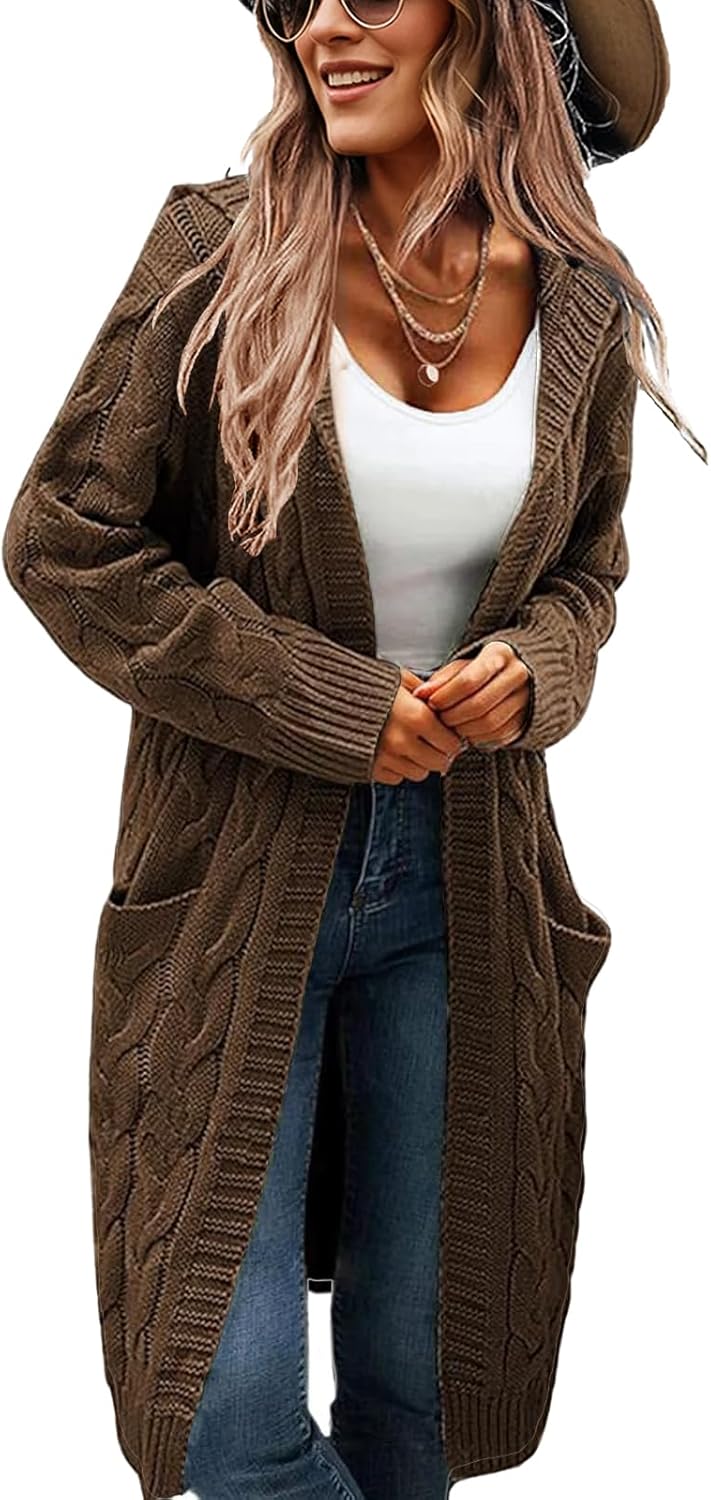 Women's Hooded Open Front Long Cardigan for Cozy Style