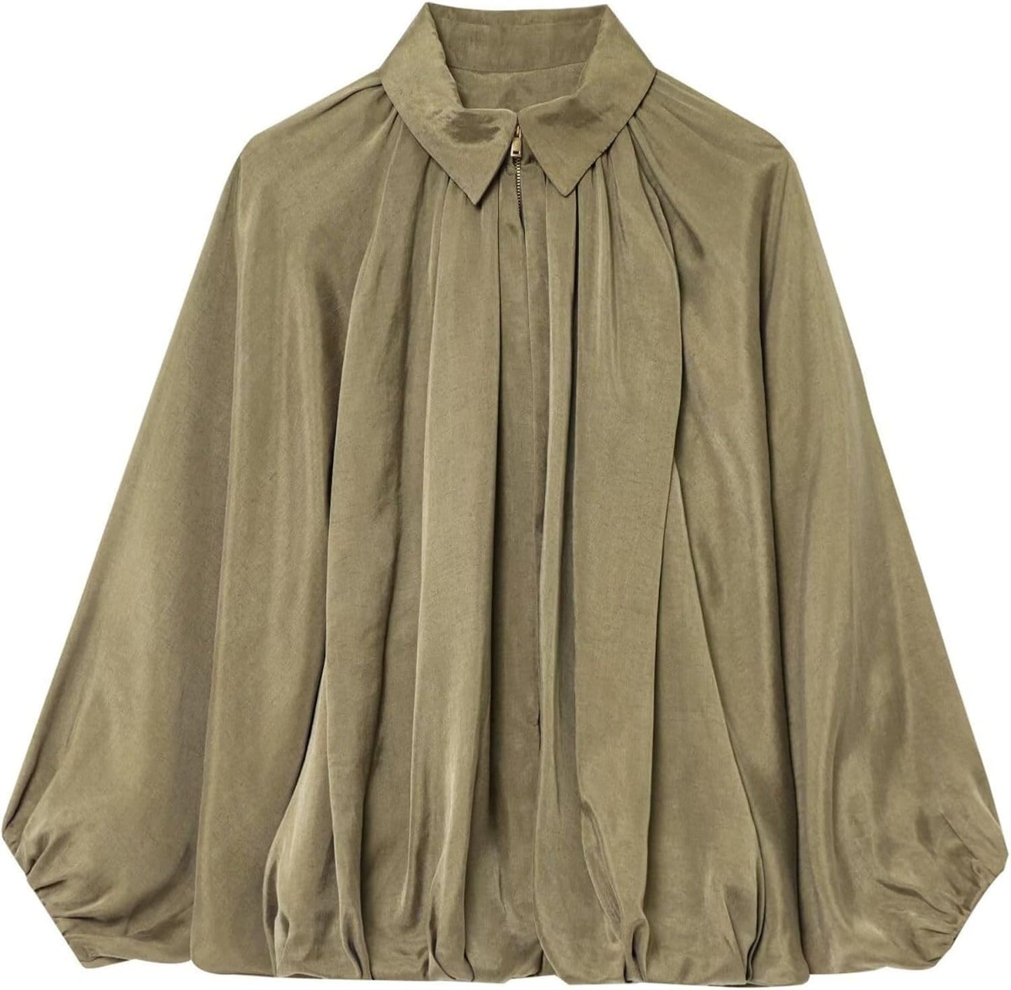 FindThy Womens Puffed Bomber Jacket with Trendy Lapel Collar